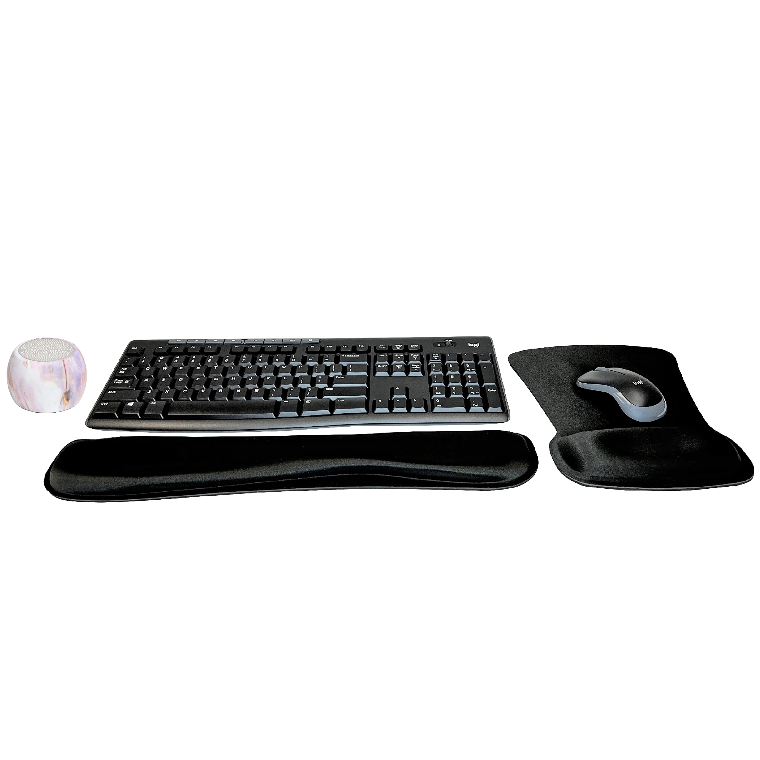 Logitech MK270 Wireless Keyboard and Mouse Combo for Home Office - Ergonomic Wireless Keyboard with Mouse, Includes Portable Bluetooth Speaker, Wrist Rest & Mouse Pad - Perfect for Remote Work, Gaming & Travel