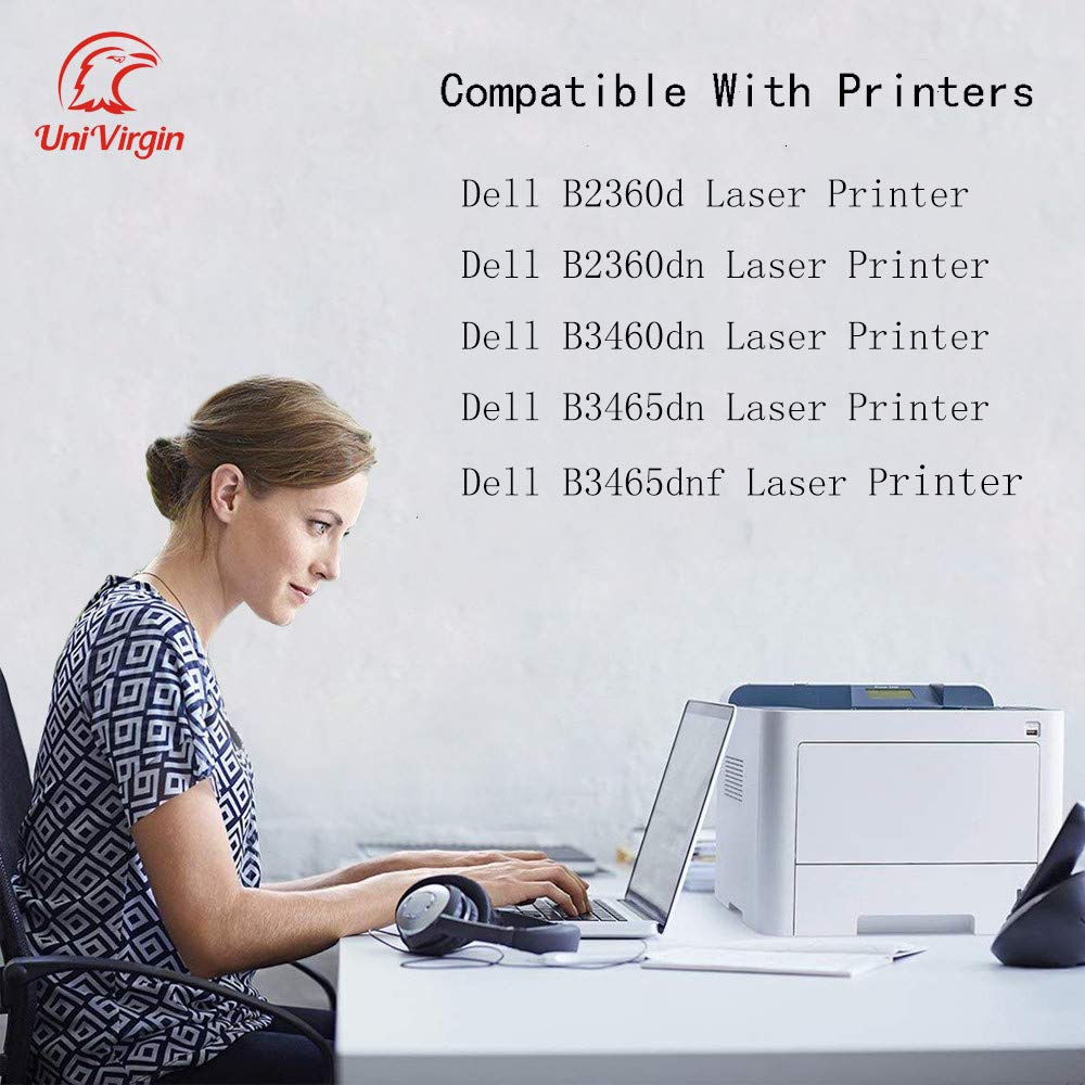 Compatible Dell B2360 Toner Cartridge - High Yield 8,500 Pages - For B2360dn/B3460dn Printers - Office & Home Use