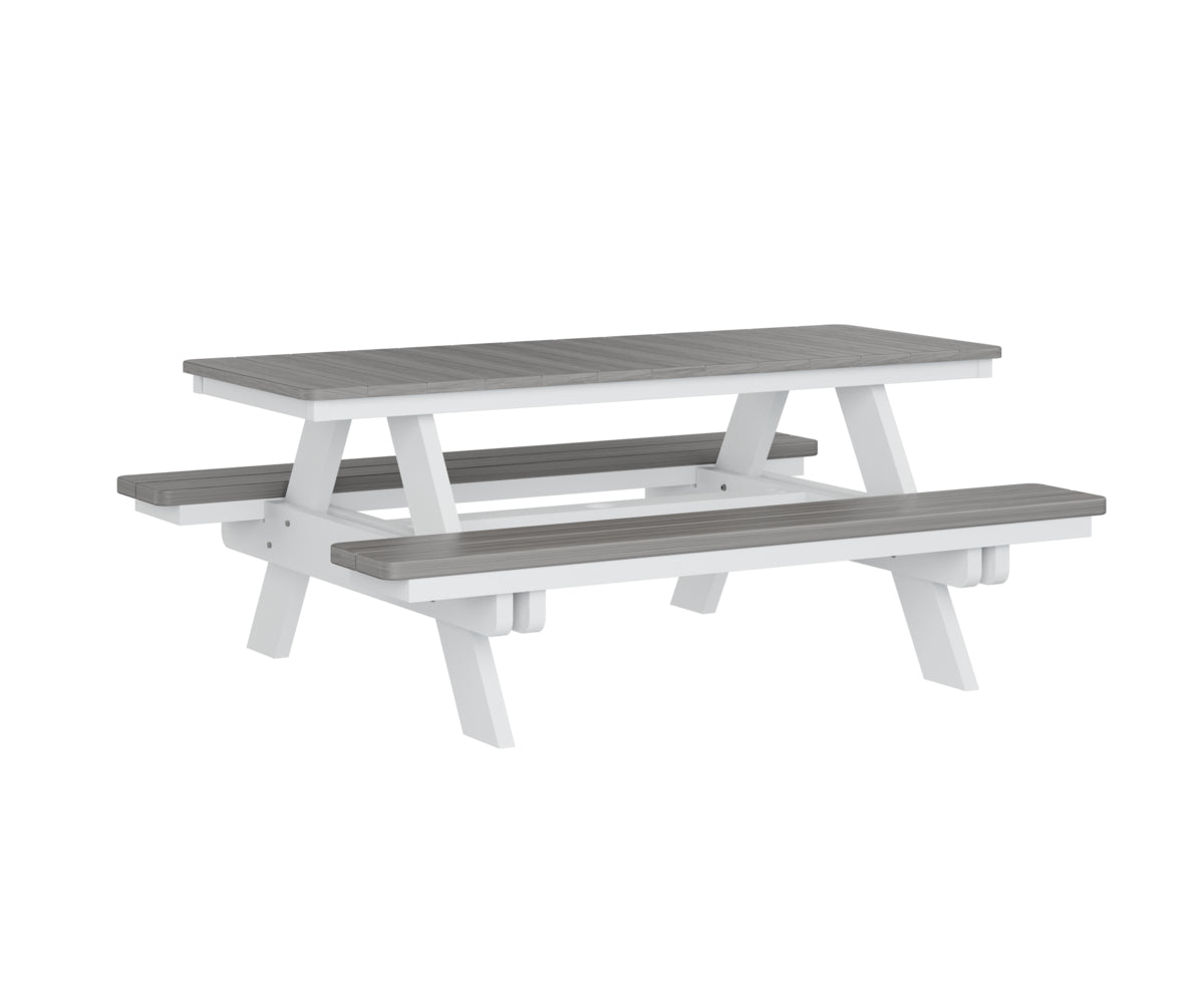 Berlin Gardens Rectangular Picnic Table - Outdoor Dining Set for Patio, Backyard, and Park - Heavy Duty Weather-Resistant Wooden Picnic Bench with Umbrella Hole