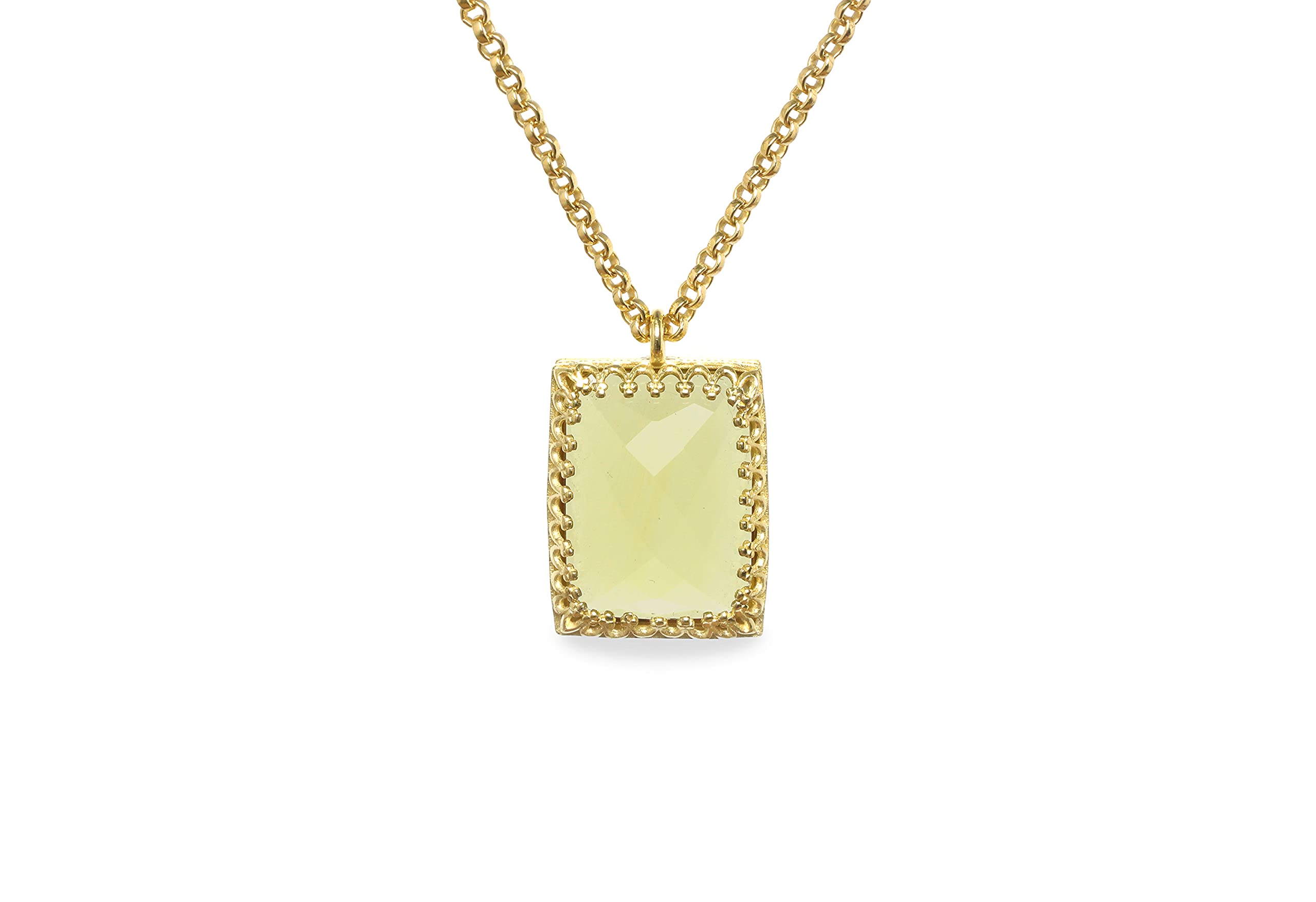 Handmade Lemon Quartz Pendant Necklace for Women - Vintage Inspired Crystal Jewelry, Artisan Statement Necklace - Customizable Material - Perfect for Weddings, Parties & Everyday Elegance