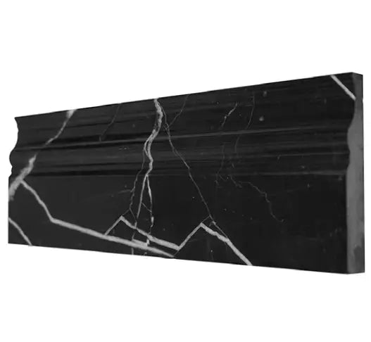 Premium Nero Marquina Marble Baseboard - Polished or Honed Finish - Elegant Home & Office Wall Protection | Perfect for Living Rooms, Kitchens & Commercial Spaces