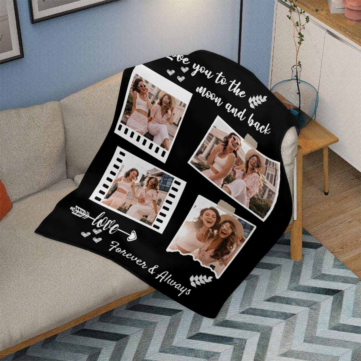 Personalized Best Friend Blanket - 'Love You to The Moon & Back' Custom Throw Blanket 50x60 - Perfect Birthday, Christmas & Friendship Gift for Women & Teen Girls - Cozy BFF Gift for Bed, Sofa & Movie Nights