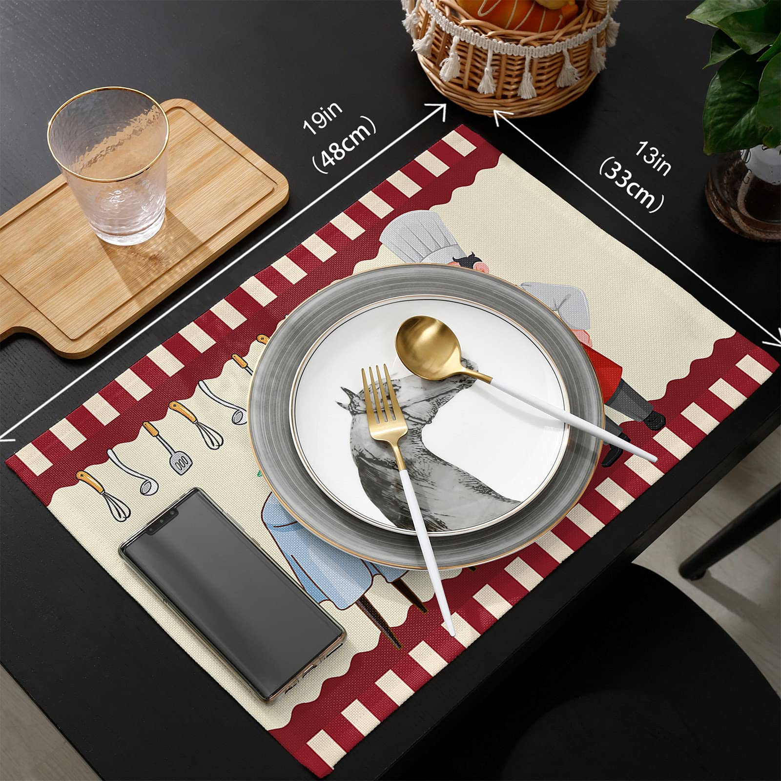 Heat-Resistant Non-Slip Washable Kitchen Placemats Set of 4 - Premium Table Mats for Chefs, Gourmet Dining, Dessert & Cake Presentation - Ideal for Dinner Tables, Outdoor Weddings & Everyday Kitchen Use