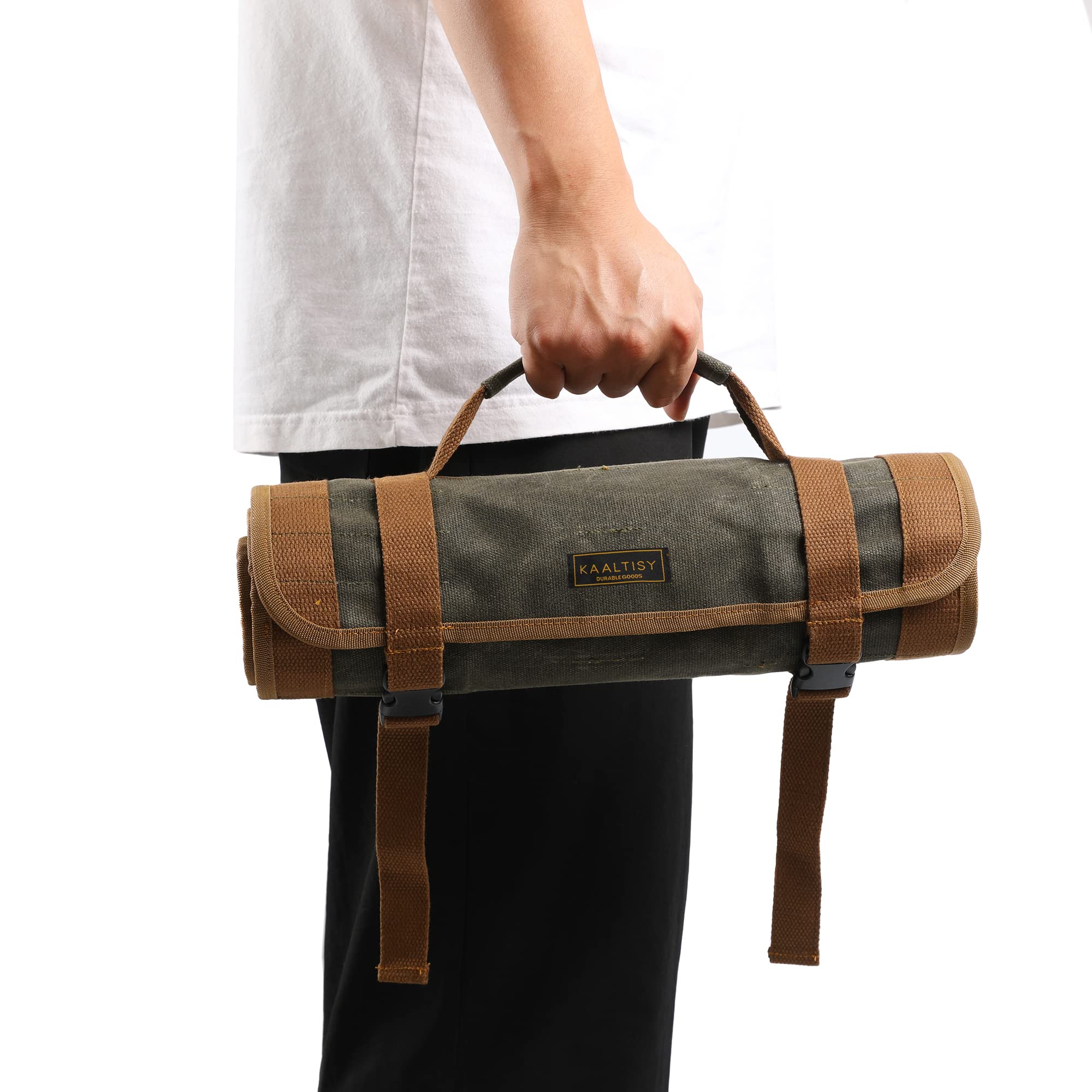 Heavy Duty 16oz Waxed Canvas Tool Roll with 23 Pockets - 26