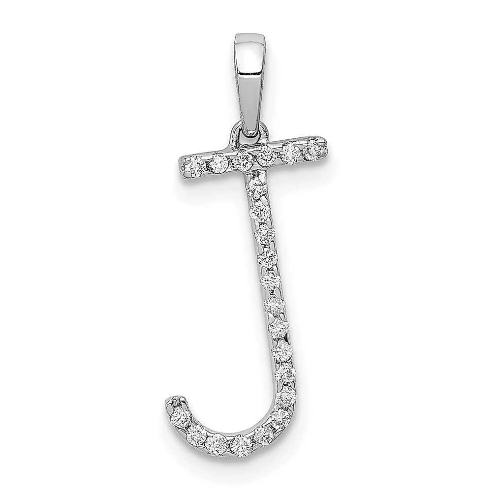 14K White Gold Diamond Letter J Initial Monogram Pendant Necklace for Women - Personalized Name Jewelry Gift for Her, Perfect for Birthdays, Anniversaries & Special Occasions