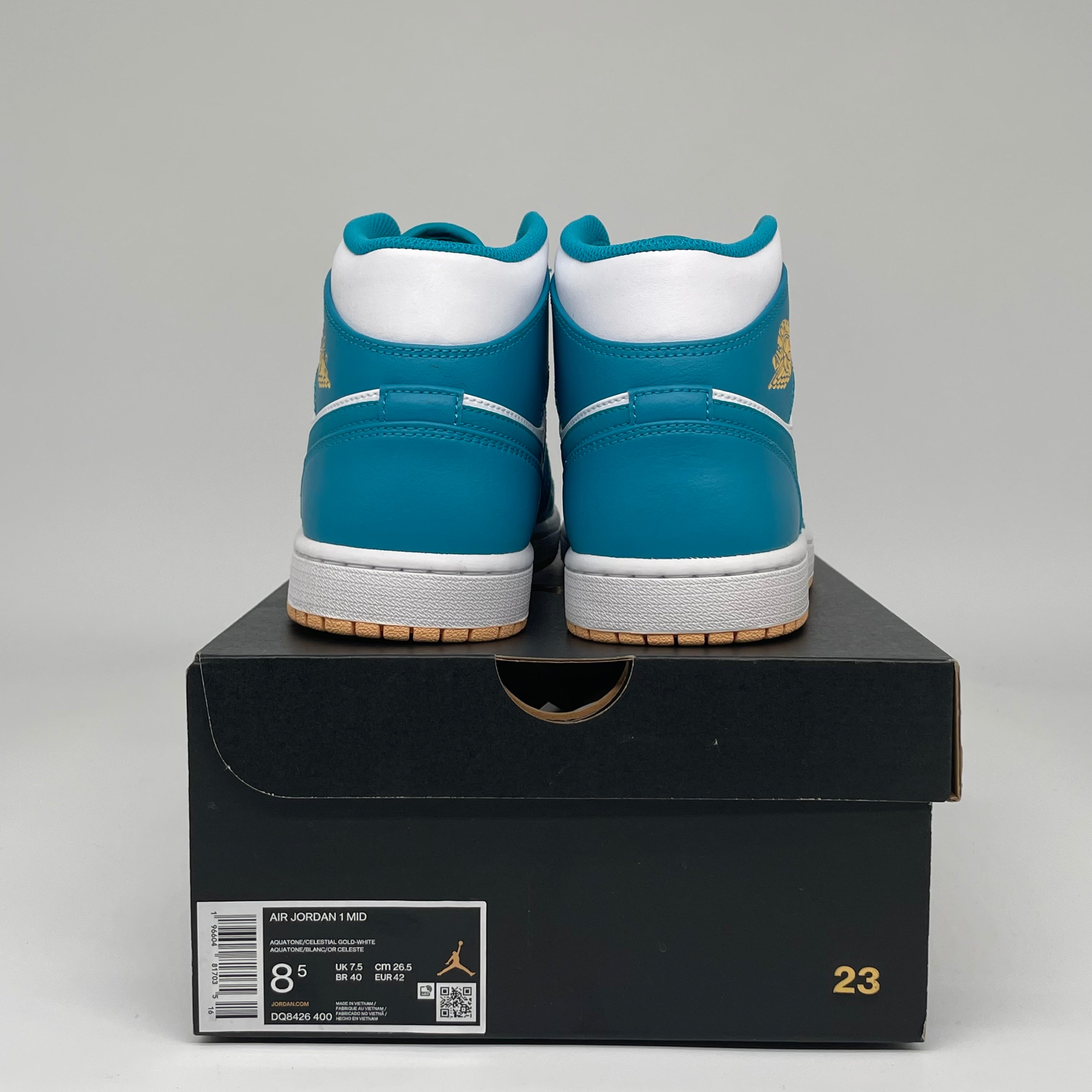AIR JORDAN 1 MID AQUATONE Men's Basketball Shoes - Size 8.5 (DQ8426-400) | Retro Sneakers for Casual Wear, Street Style & Sports Performance