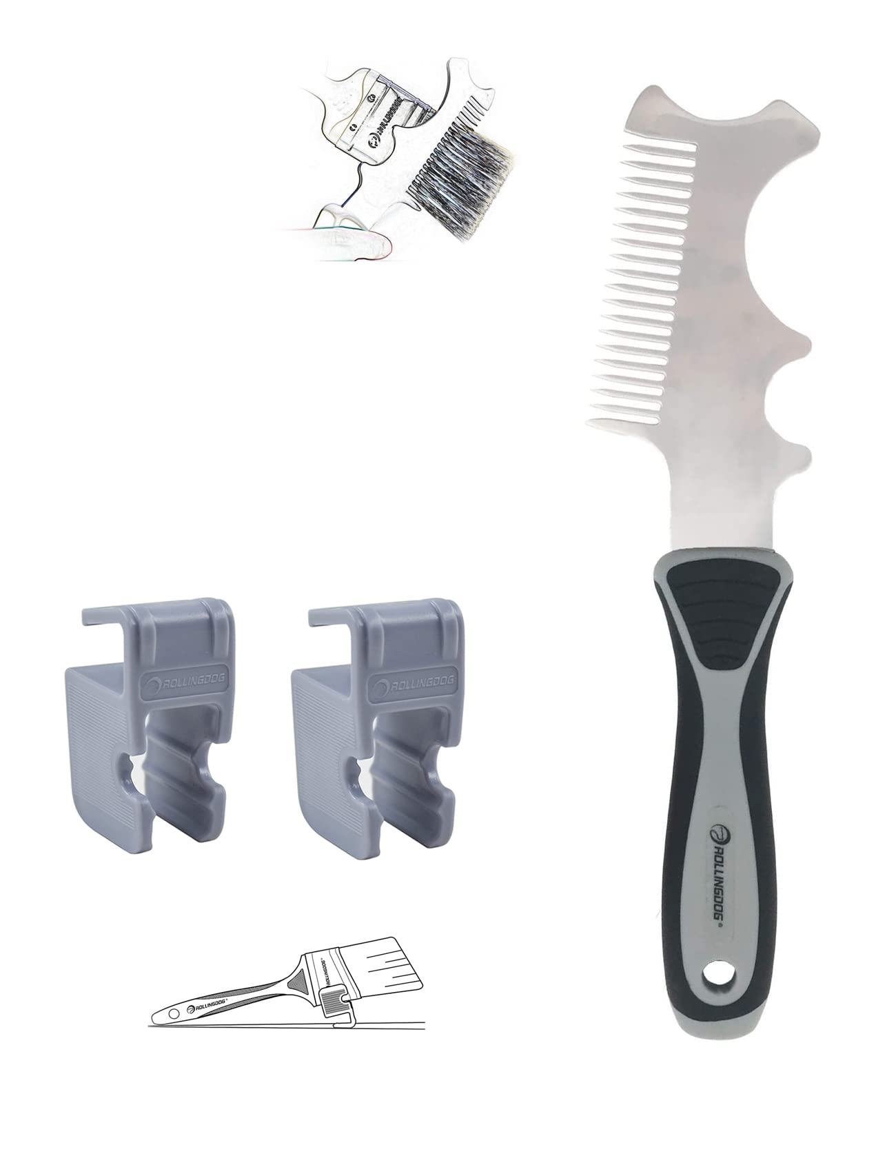 ROLLINGDOG Paint Brush Roller Cleaner Tool with Clip - Professional Paint Brush & Roller Cleaning Accessory for Artists & DIY Home Painting Projects