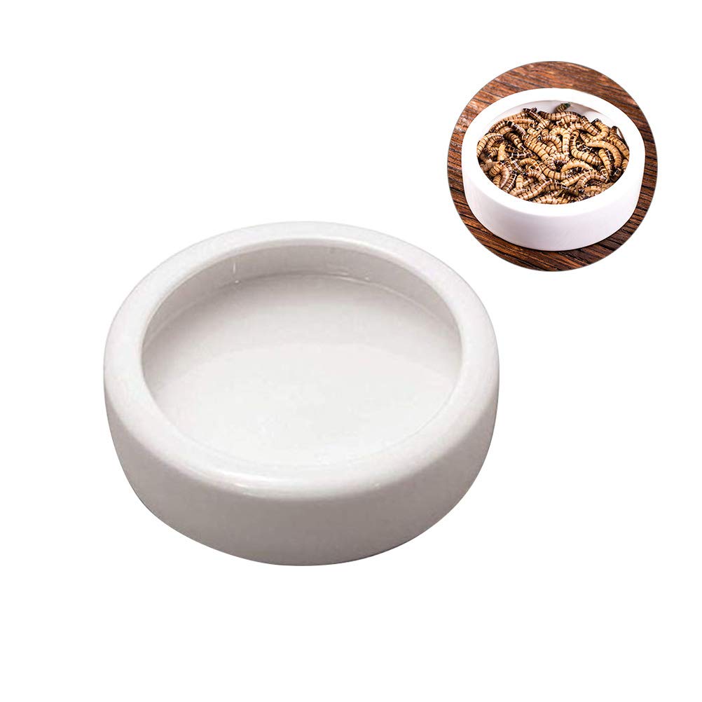 POPETPOP 2-Pack Ceramic Shrimp Feeding Bowls - Round Food Dish for Shrimp, Crawfish & Aquatic Pets - Perfect for Aquarium, Fish Tank & Aquatic Habitat Use