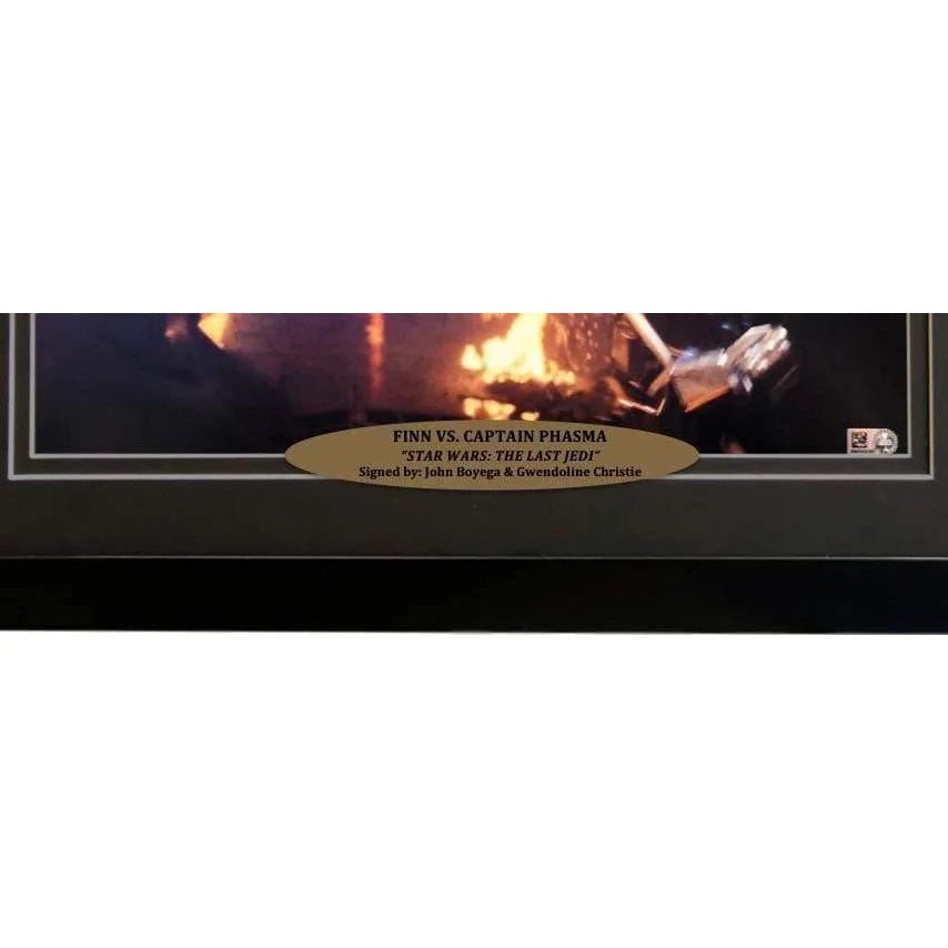 Gwendoline Christie & John Boyega Dual Signed Star Wars 11x14 Photo Framed - The Last Jedi Topps COA - Perfect for Star Wars Collectors & Movie Memorabilia Displays