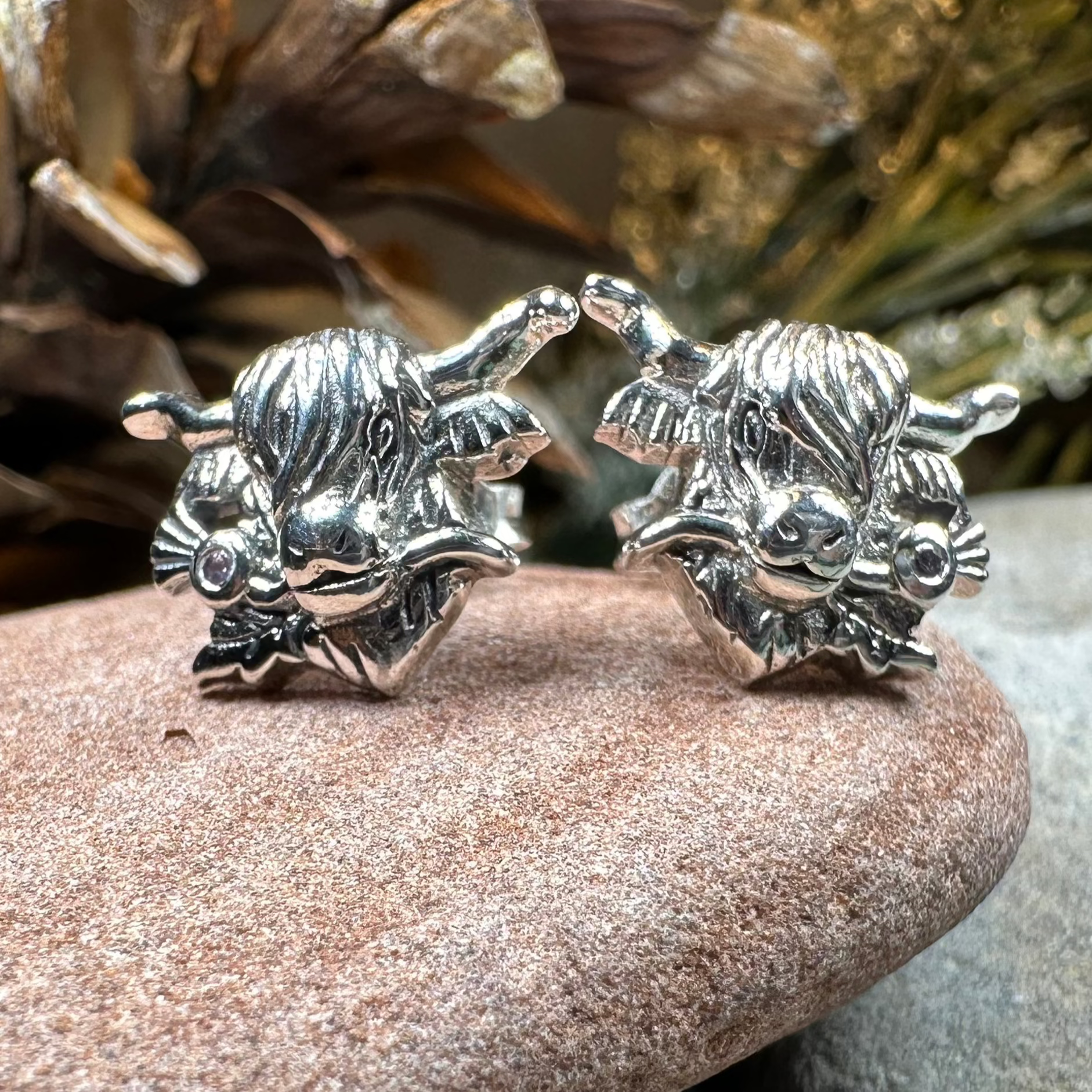 Handmade Highland Cow Stud Earrings - Cute Scottish Cattle Jewelry for Women - Perfect Gift for Cow Lovers, Farmhouse Decor & Country Style Fashion Accessories