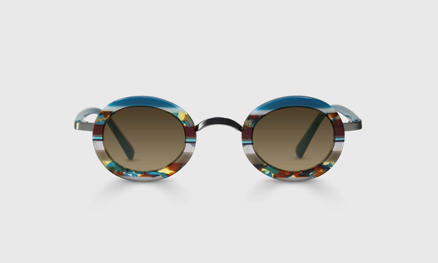 Pinhead Color 10 Teal Multi Stripe Front & Solid Teal Temples Sunglasses - Stylish UV Protection for Outdoor Activities, Beach & Driving
