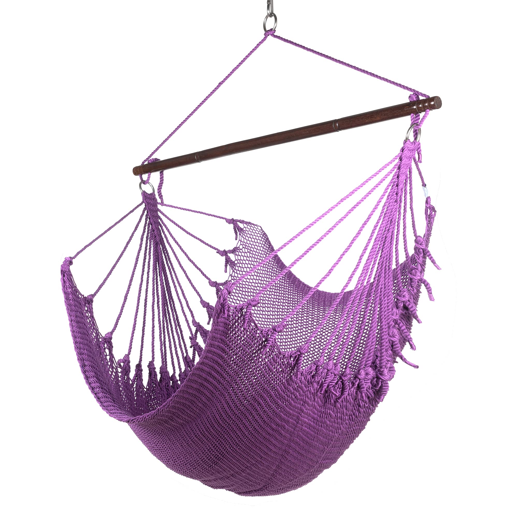 Jumbo Caribbean Hammock Chair with Footrest - 55 Inch Oversized Hanging Swing Chair - Soft-Spun Polyester in Purple - Perfect for Patio, Backyard, Porch & Indoor Relaxation