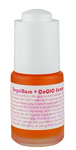 Organic Wildcrafted Royal Rose CoQ10 Face Serum by Living Libations - 0.5 oz | 15 ml - Hydrating Anti-Aging Facial Treatment for Dry & Sensitive Skin - Perfect for Nighttime Skincare Routine & Daily Moisturizing