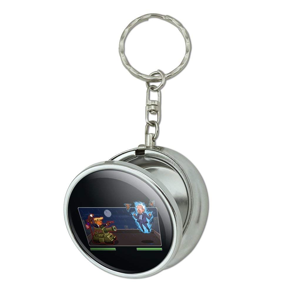 Pixel Donald Trump vs Bernie Sanders Fighting Game Keychain - Portable Travel Size Pocket Purse Ashtray with Cigarette Holder | Fun Political Novelty Gift for Collectors & Gamers