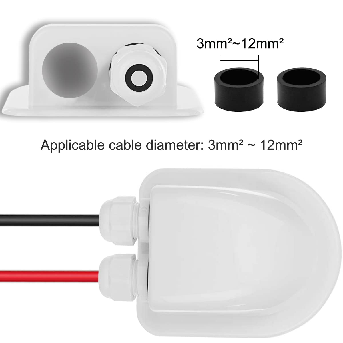 **DKARDU Solar Weatherproof ABS Cable Gland - IP68 Waterproof Double Entry for 3mm² to 12mm² Cables - Perfect for RV, Campervan, Boat, Caravan & Cabin Solar Projects | Outdoor & Marine Use**