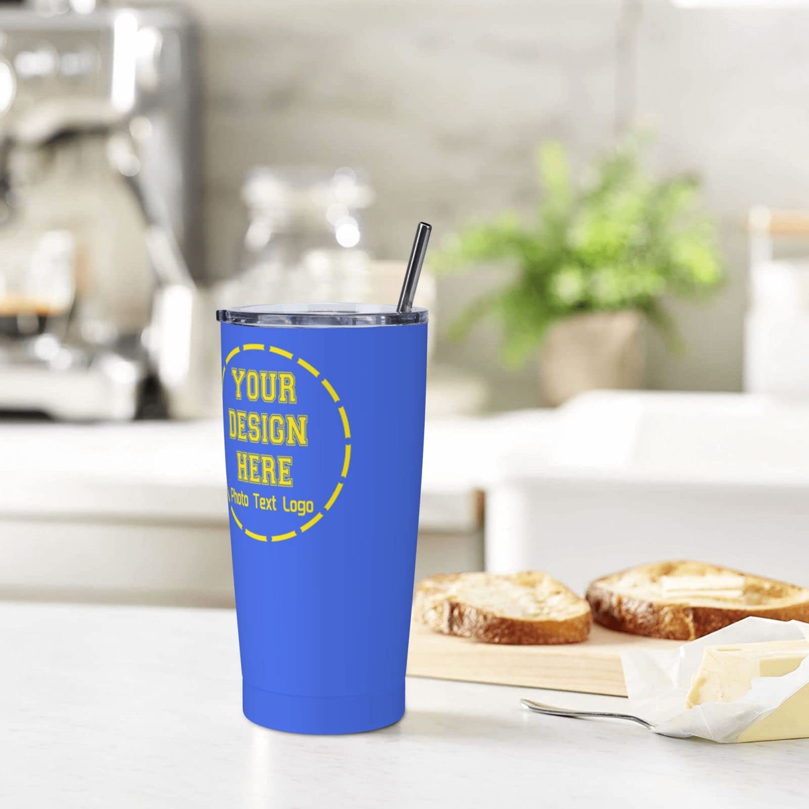 Custom 20 oz Stainless Steel Tumbler with Personalized Text & Photo - Insulated Travel Mug for Hot/Cold Drinks - Perfect Gift for Kids, Adults & Family - Great for Office, School, Camping & Road Trips
