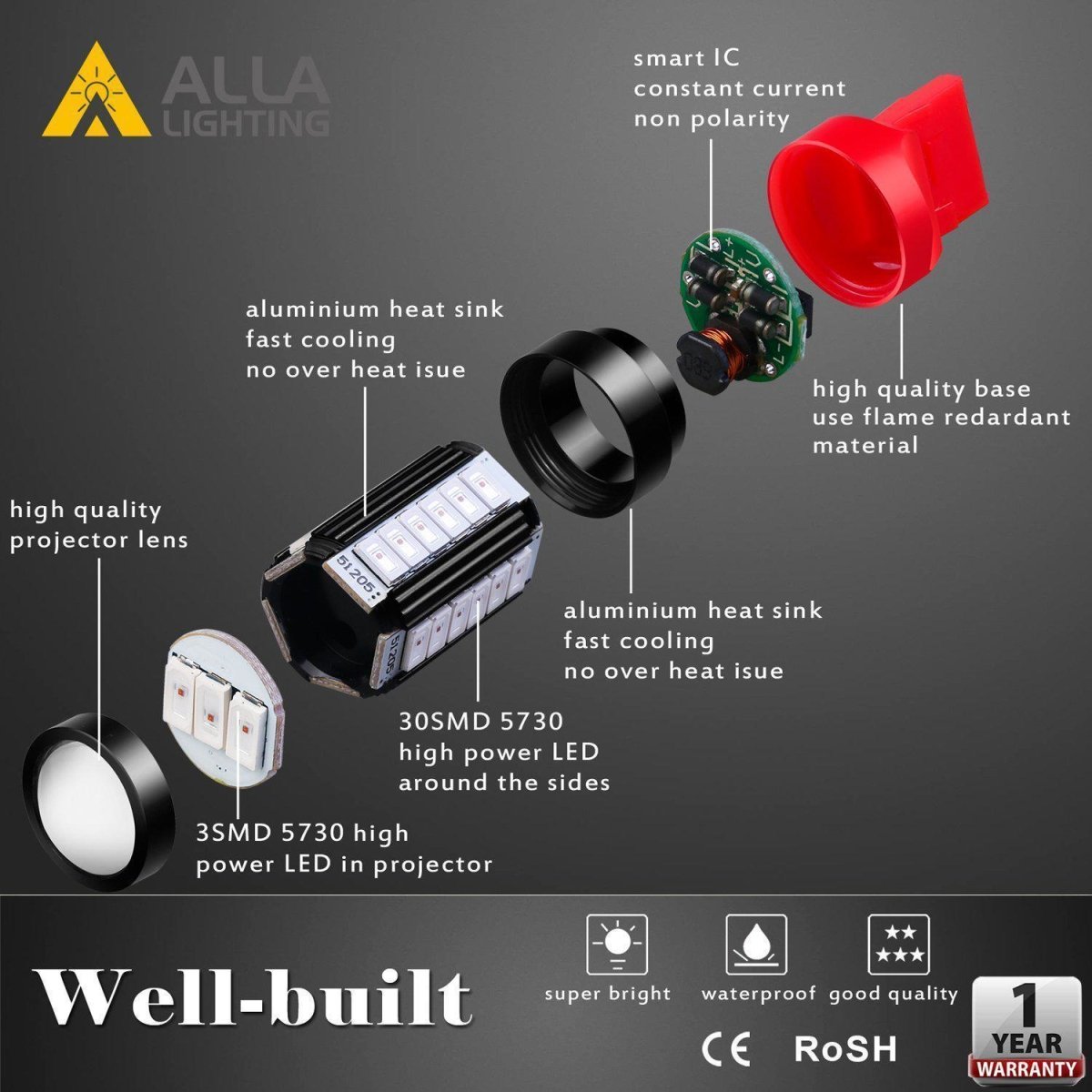 T20 7440 7443 LED Bulbs - Amber White Turn Signal, Brake, Stop, Tail & Reverse Lights - Compatible with Cars, Trucks & SUVs - Enhanced Visibility & Safety for Night Driving