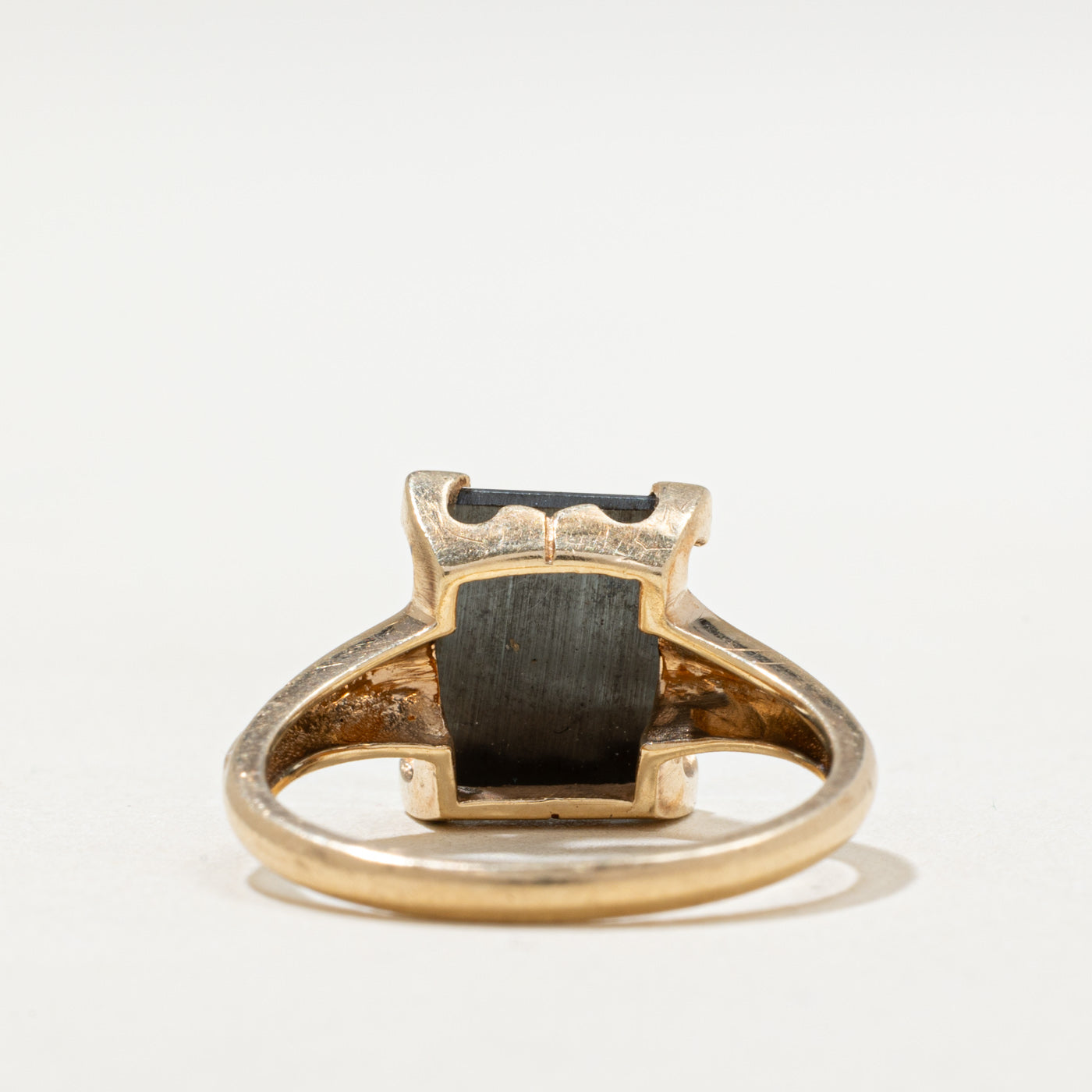 10K Hematite Tapered Ring for Women - 2.80ct Genuine Hematite Stone - Size 5.75 - Elegant Stackable Band for Everyday Wear, Gift Giving & Special Occasions