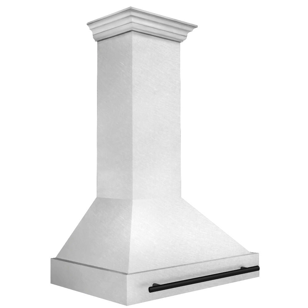 ZLINE Autograph Edition 36 Inch Stainless Steel Wall Mount Range Hood with Matte Black Handle - Professional Kitchen Ventilation for Home Chefs (8654SNZ 36 MB) | Perfect for Modern Kitchens & Open Concept Homes