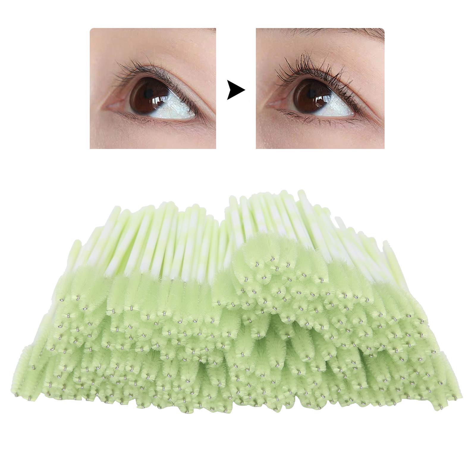 200pcs Green Mascara Wands - Disposable Lash Brushes for Eyelash Extensions, Makeup Application & Travel | Portable Spoolie Applicators for Professional & Home Use