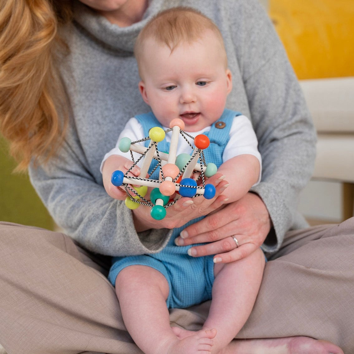 Skwish Colorpop Baby Toy - Sensory Wooden Rattle Teether for Infants & Toddlers - Perfect for Early Learning, Teething Relief, and Playtime Fun