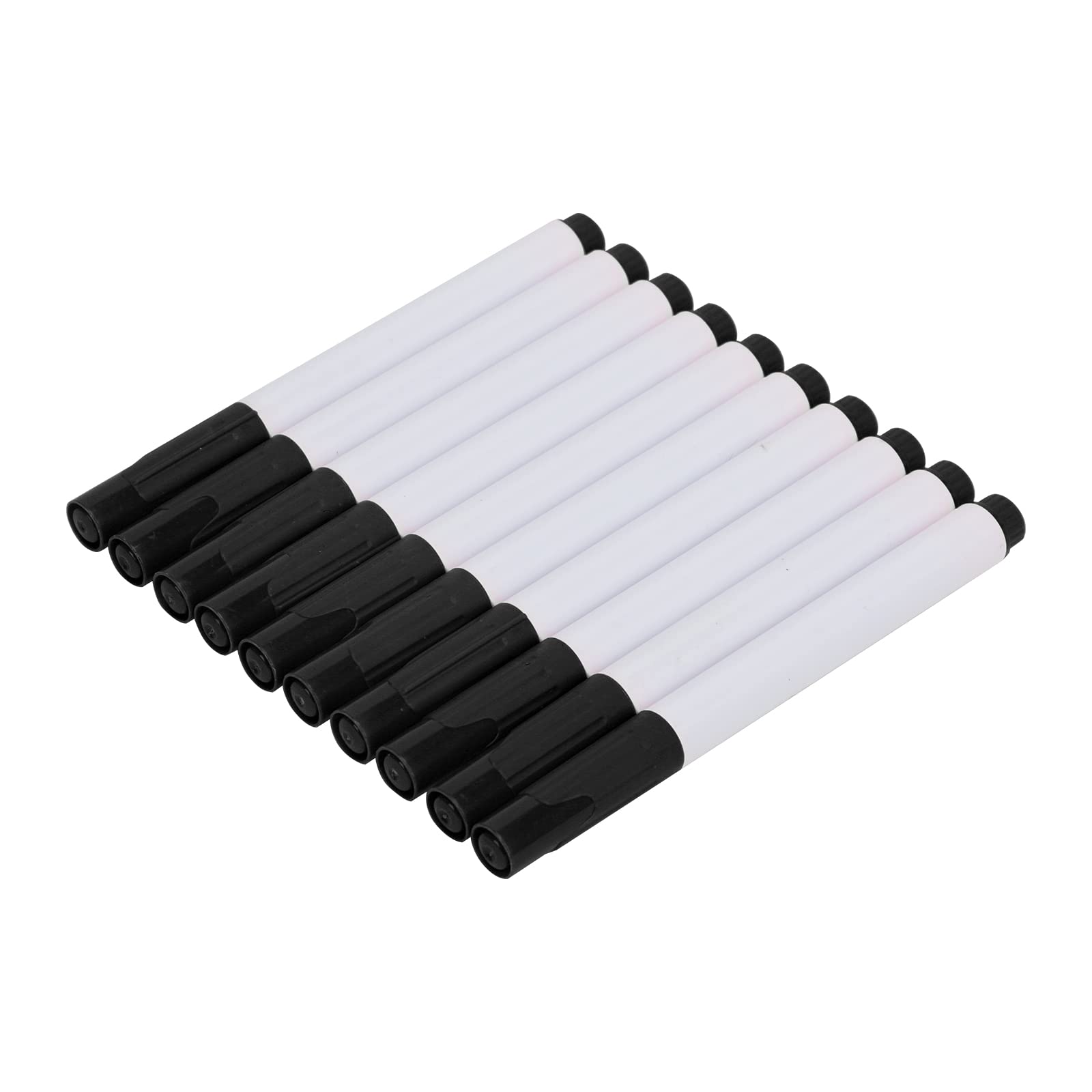 10-Pack Liquid Chalk Markers - Dust-Free Erasable Whiteboard Pens, Water-Based Non-Toxic Wet Erase Fine Tip Chalkboard Markers for Office, Classroom & Home Use - Black Ink (10 Count)