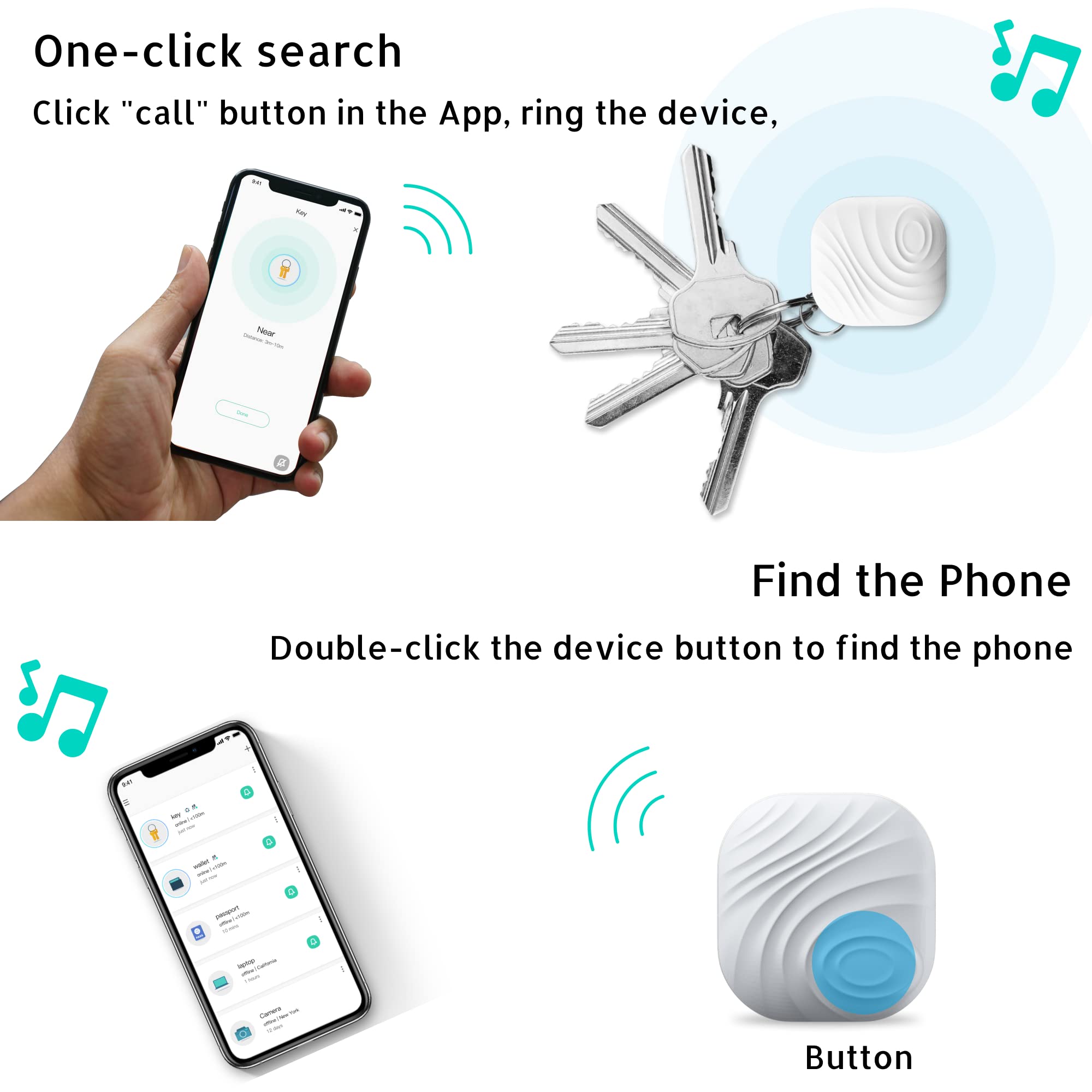 Bluetooth Key Finder & Item Locator - Smart Tracker for Keys, Pets, Wallets, Backpacks & Tablets | Includes Key Chain & Batteries (Gray, 1 Pack) | Never Lose Your Essentials Again at Home or Travel