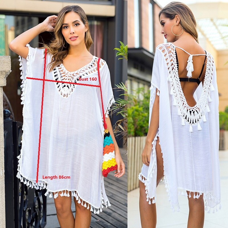 Women's Yellow Beach Cover Up Tunic Dress with Fringe for Swimwear & Bikini - Perfect for Poolside, Vacation & Summer Outfits