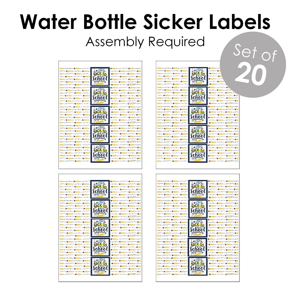 Back to School Party Favors - Bow & Popcorn Boxes, Water Bottle Stickers for Classroom Celebrations