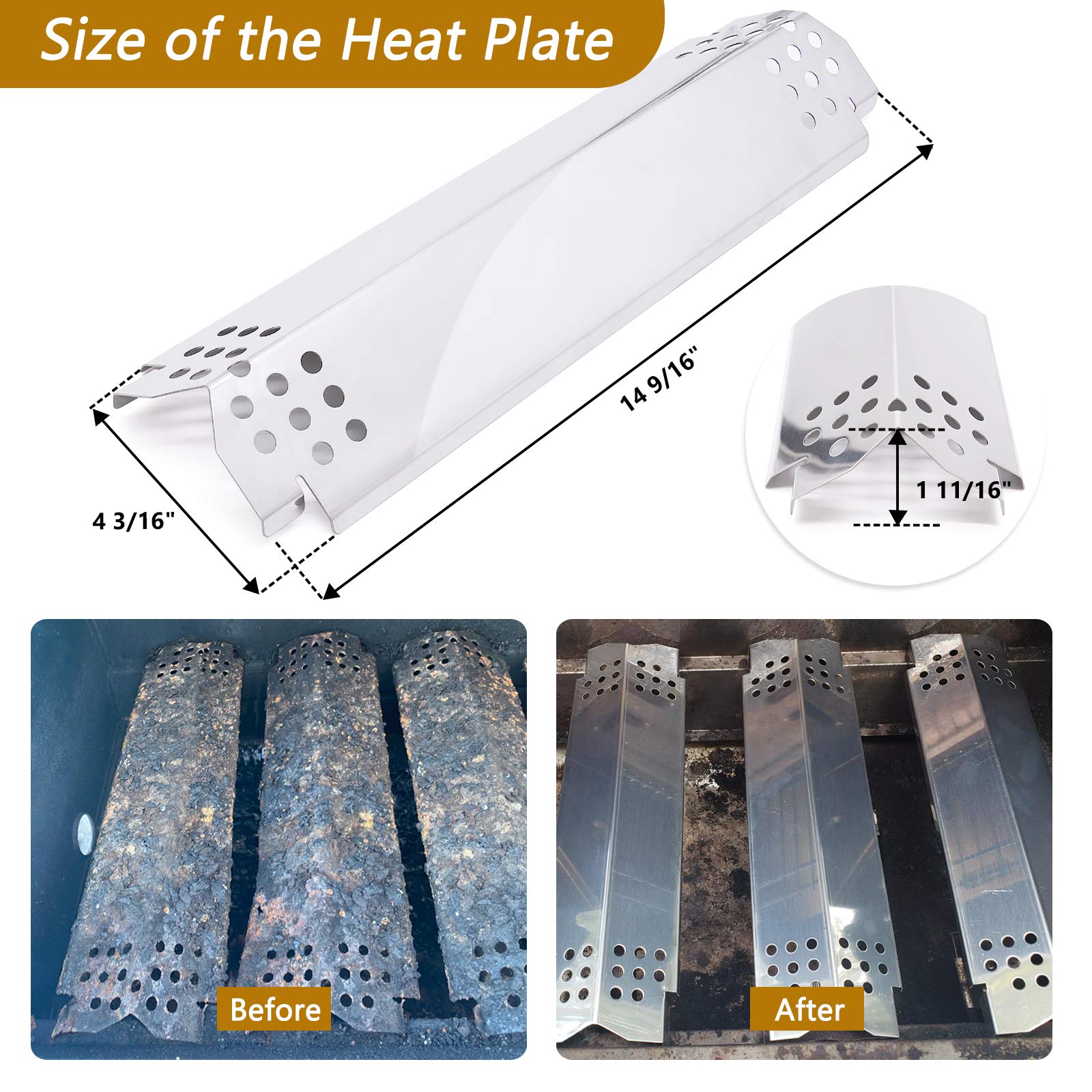 Nexgrill 720-0830H Replacement Grill Burners & Heat Plates - 4 Pack Compatible with Nexgrill 4 Burner 720-0830H, 720-0864, 720-0864M Gas Grills - Perfect for Home BBQ, Outdoor Cooking & Backyard Grilling