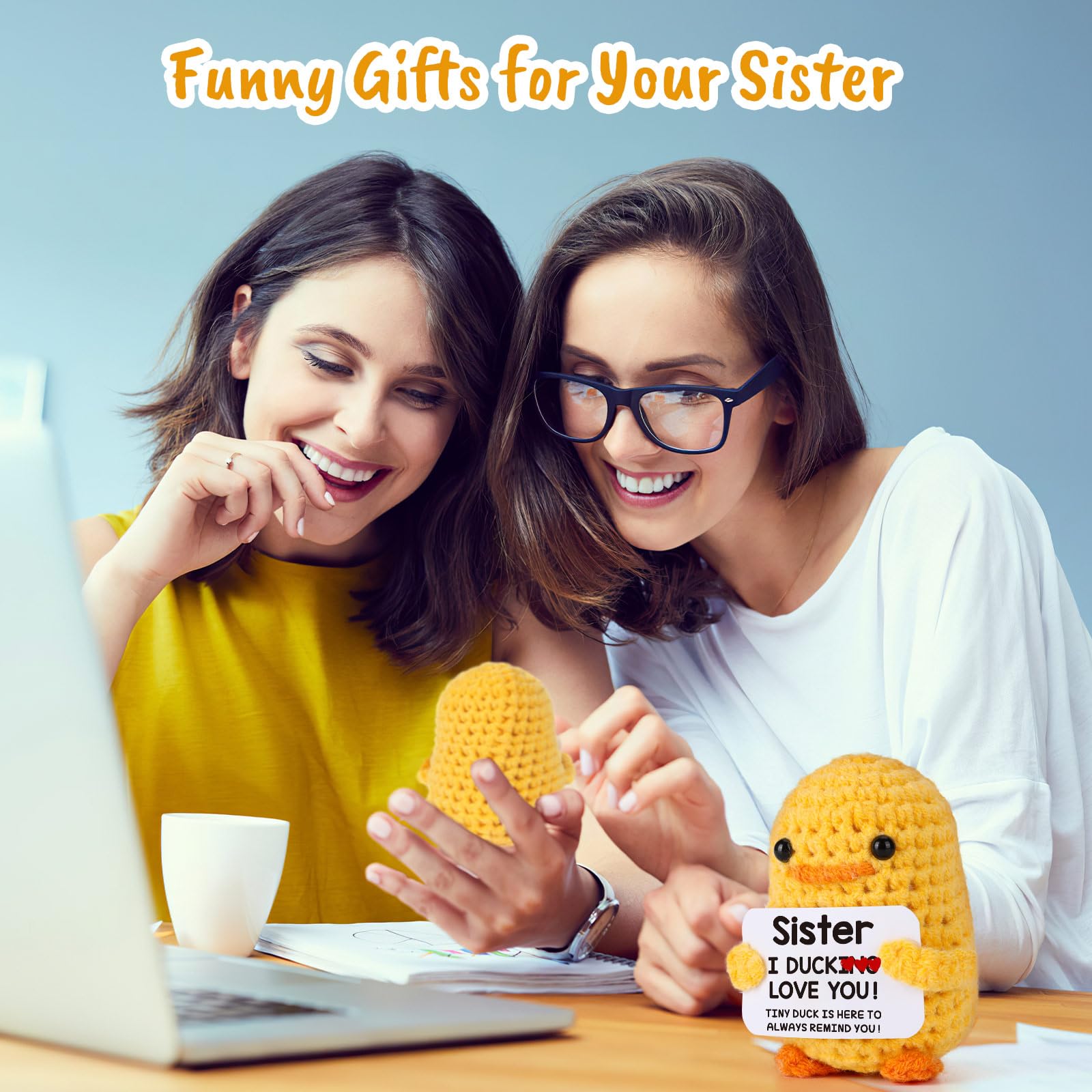 Handmade Funny Cute Small Duck Easter Basket Gift for Sisters - Birthday & Christmas Stocking Stuffer for Big & Little Sister - Perfect for Easter Celebrations, Sibling Gifts & Holiday Surprises