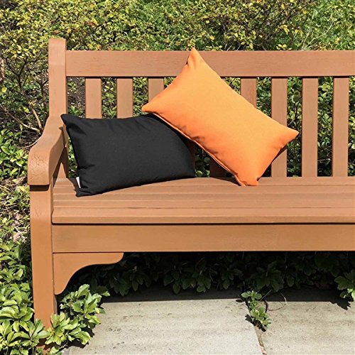 Sunbrella Outdoor Pillow Set of 2 - 12x19 Inch Tangerine Orange Decorative Throw Pillows with Inserts | Patio, Poolside & Garden Decor