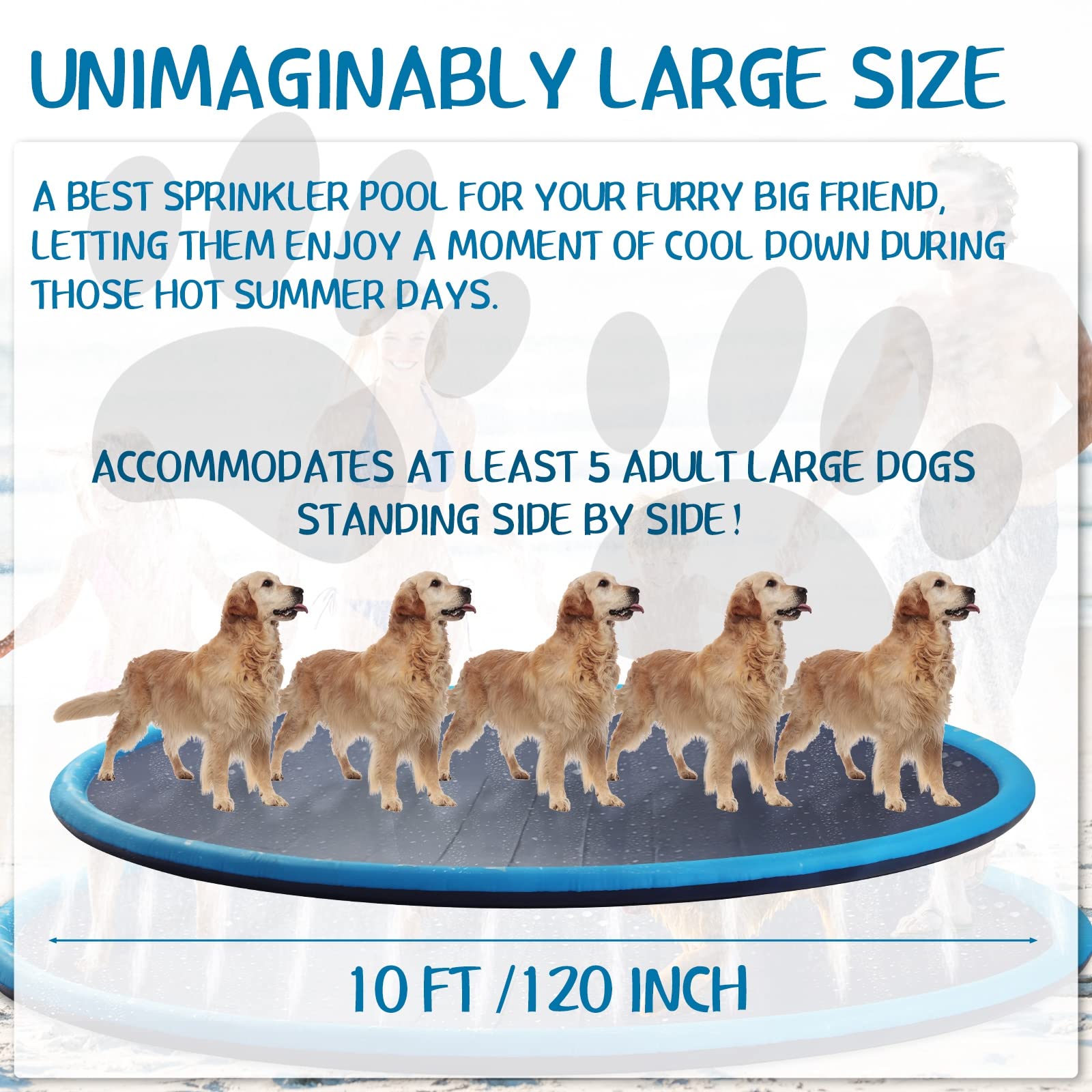 Lewtemi 10ft Extra Large Non-Slip Splash Pad - 120