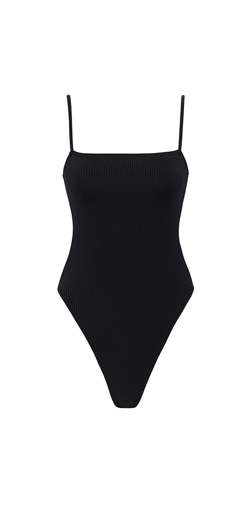 Jacelyn One Piece Black Rib - Elegant Black Ribbon Bodysuit for Women | Perfect for Parties, Date Nights & Special Occasions