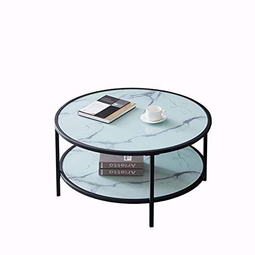 Modern Glass Coffee Table with Marble Pattern - Elegant Living Room Centerpiece for Home Decor, Office & Lounge Areas