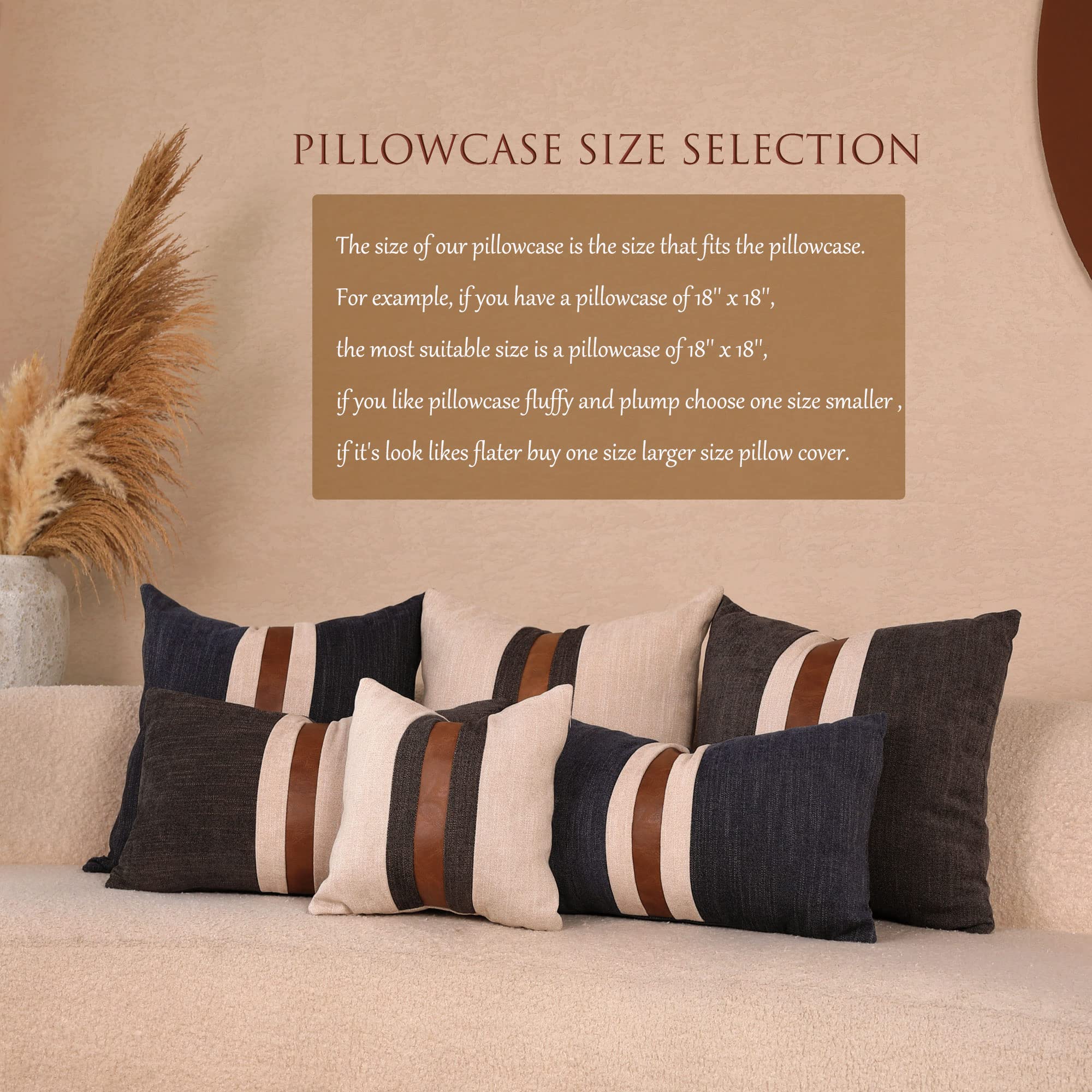 BOYSUM 12x20 Inch Faux Leather Throw Pillow Covers - Farmhouse Decorative Accent Pillows for Outdoor, Couch, Sofa & Bed - Modern Brown Beige Home Decor (Perfect for Patio, Living Room & Bedroom)