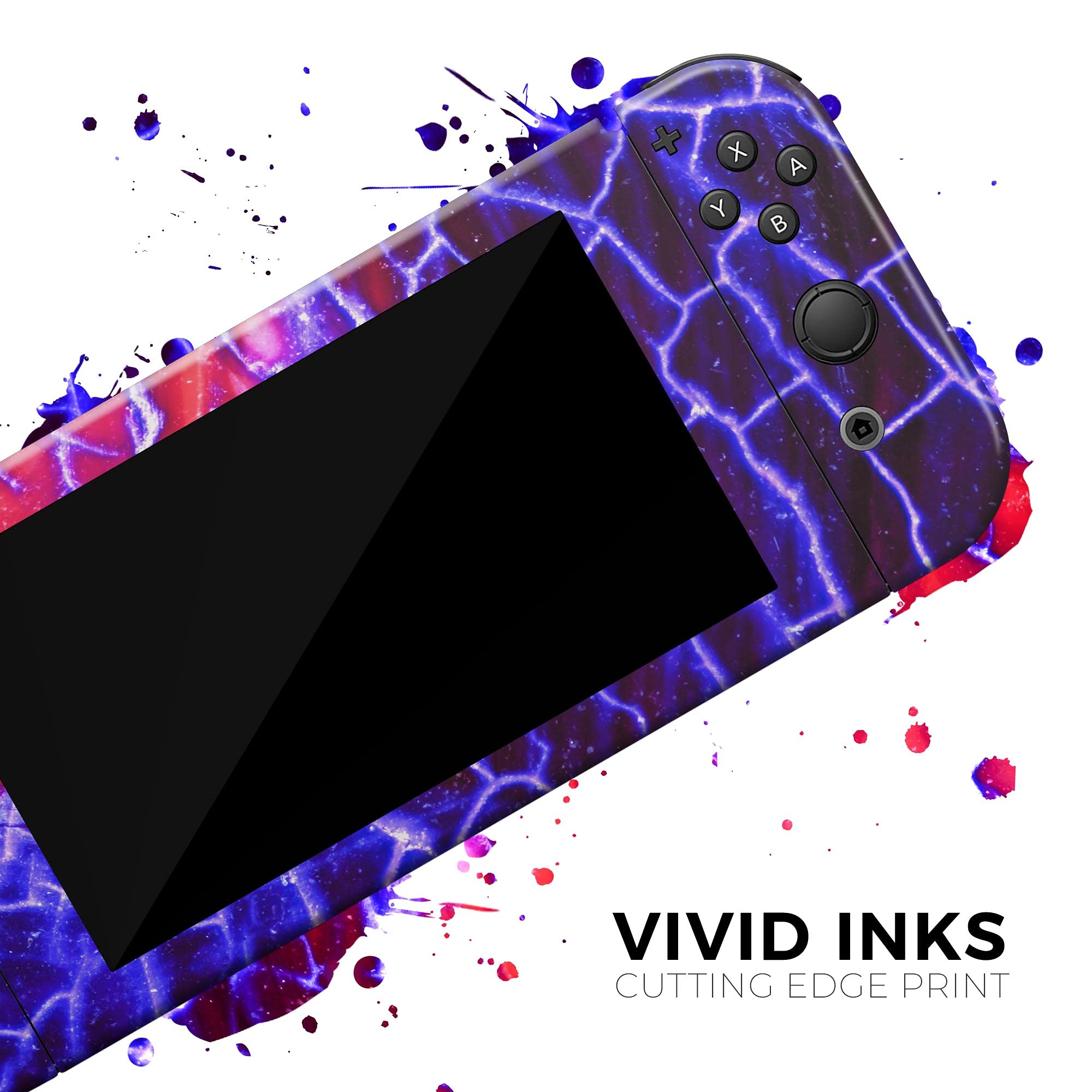 Nintendo Switch OLED Console Skin Decal - Scratch-Resistant Removable Vinyl Wrap Cover (Blue Red Dragon Vein Agate) - Protective Gaming Accessory for Travel & Home Entertainment