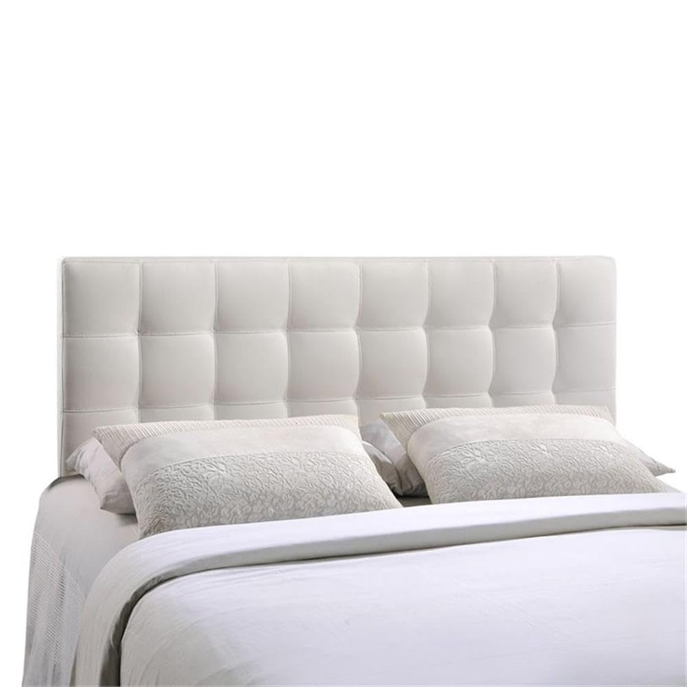 Rosebery Kids Tufted Faux Leather Upholstered Full Headboard in White - Perfect for Children's Bedroom Decor & Nursery Design