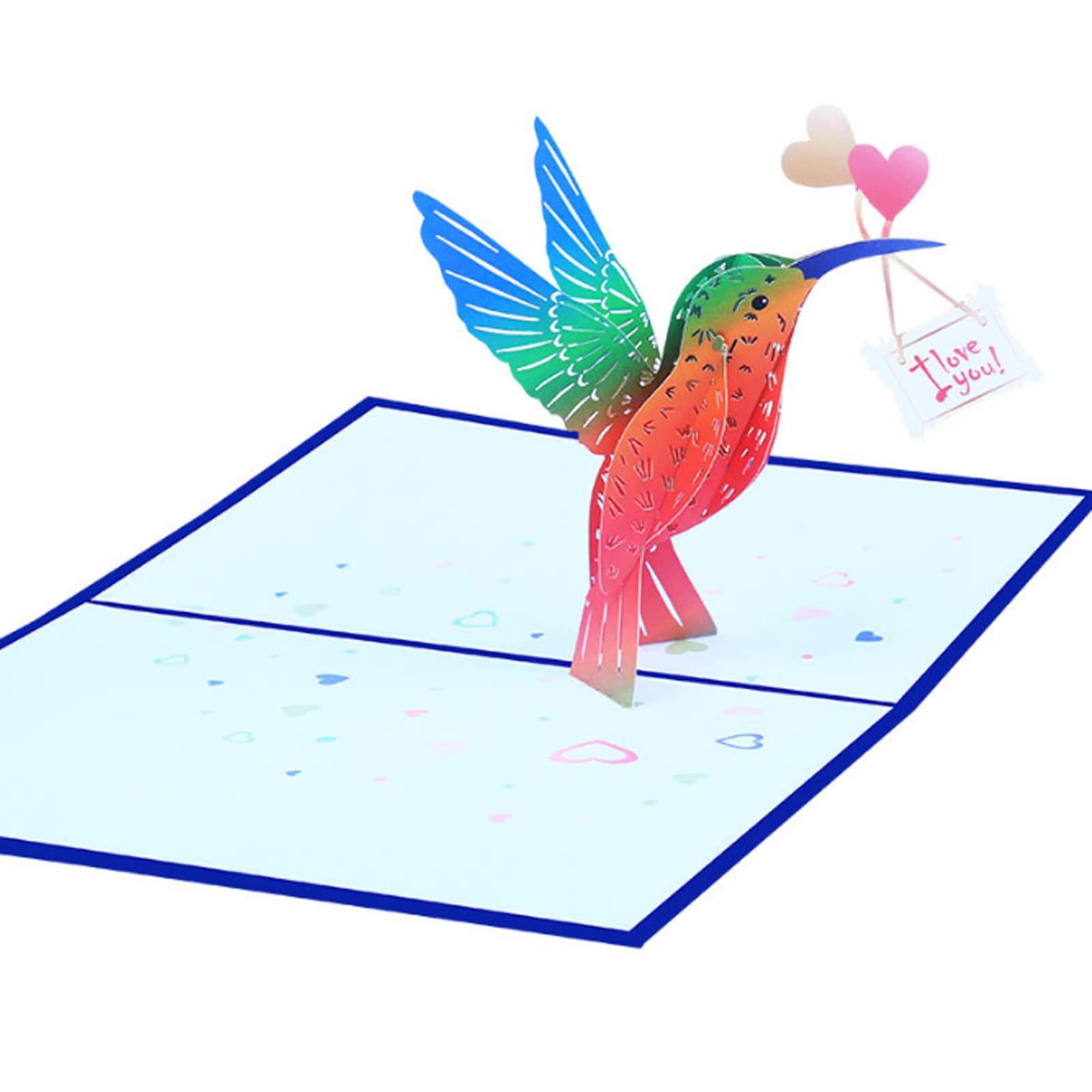 3D Hummingbird Pop Up Greeting Card - Valentine's Day, Birthday, Mother's Day, Love & Thinking of You Card (Blue) | Perfect for Romantic Gifts, Special Occasions & Heartfelt Messages