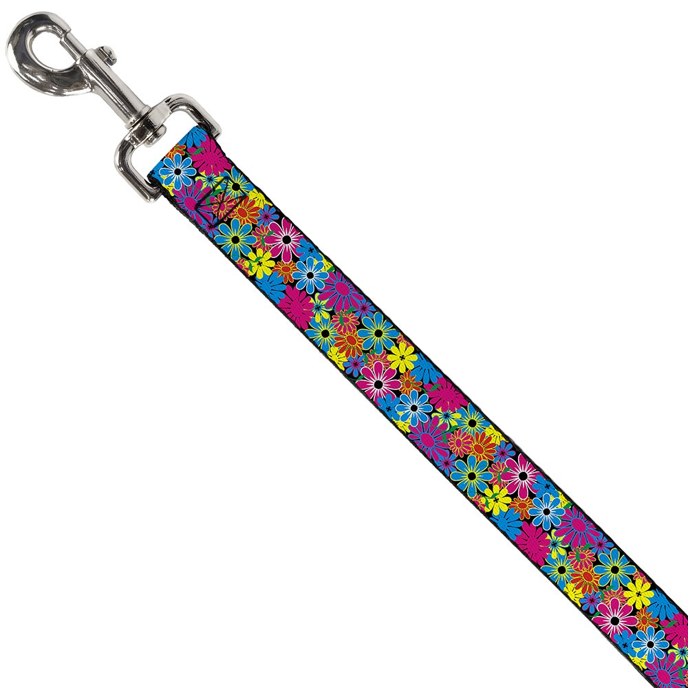 Buckle-Down Pet Leash - 4FT Flower Blossom Design, 1 Inch Wide Nylon Dog Leash for Small Medium Dogs - Perfect for Walking, Training & Outdoor Adventures