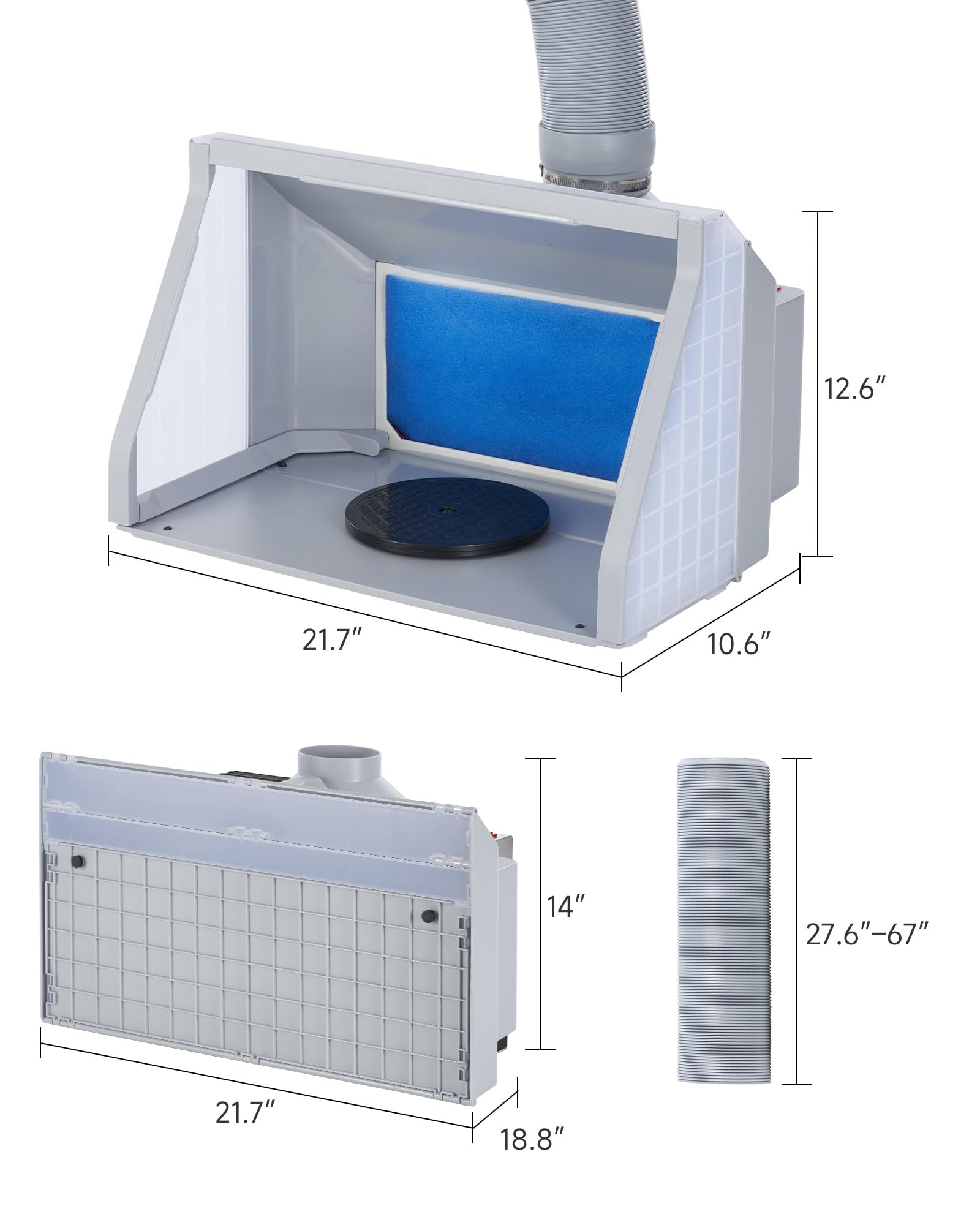 CO-Z Professional Airbrush Spray Booth with Dual Fans & 3 LED Lights - Portable Paint Spray Booth for Hobbyists, 2-Speed Fan with Exhaust Hose - Perfect for Model Painting, Craft Projects & DIY Artwork (Ideal for Home Studios & Small Workshops)