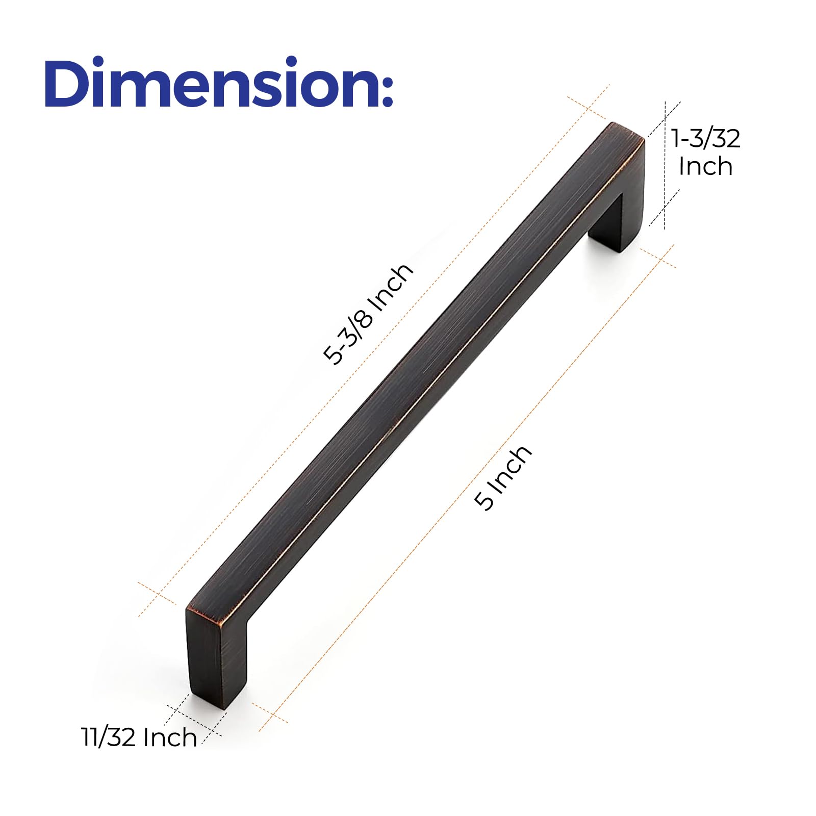 Ravinte 20 Pack 5 Inch Solid Square Bar Drawer Pulls - Oil Rubbed Bronze Cabinet Handles for Kitchen, Bathroom & Furniture (Slim Design, Center to Center Mounting) - Perfect for Modern Home Renovation & DIY Projects