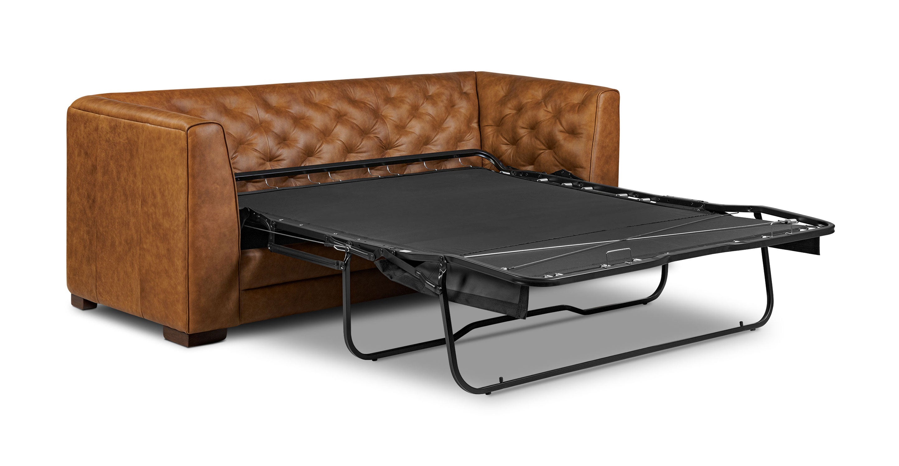 Essex 86 Leather Pull-Out Convertible Sleeper Sofa - Modern Leather Sofa Bed for Living Room, Guest Room & Small Spaces