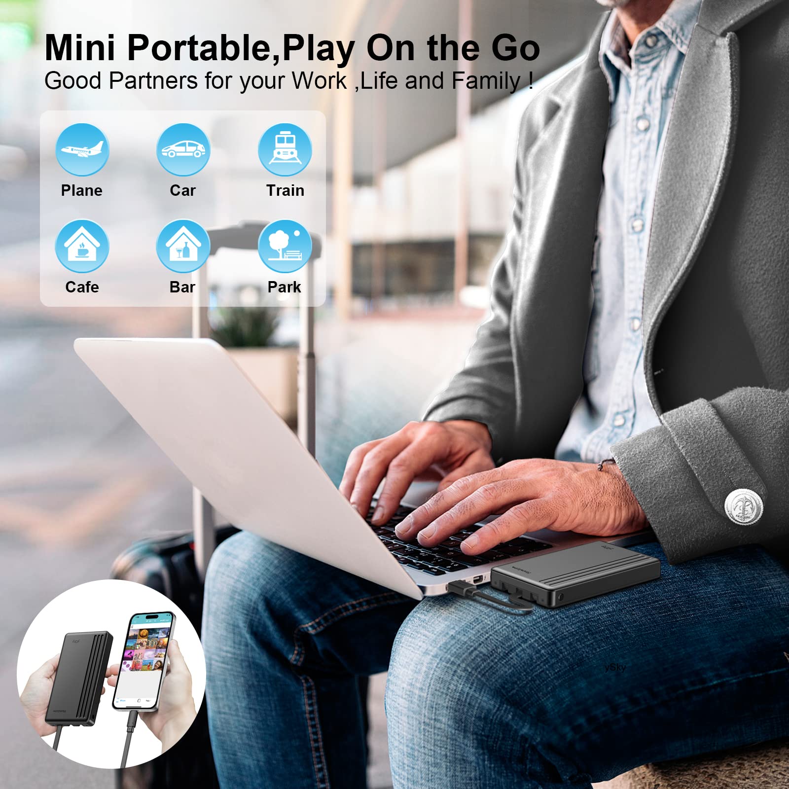 1TB MFi Certified Portable External Hard Drive for iPhone, iPad, MacBook - USB C & USB HDD Storage Device for iOS, Android & Windows PC - Perfect for Photo Backup, Memory Extension & Travel Data Storage