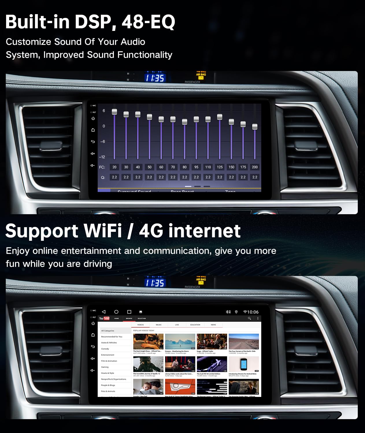 2014-2019 Toyota Highlander Android 13 Car Radio - 10.2