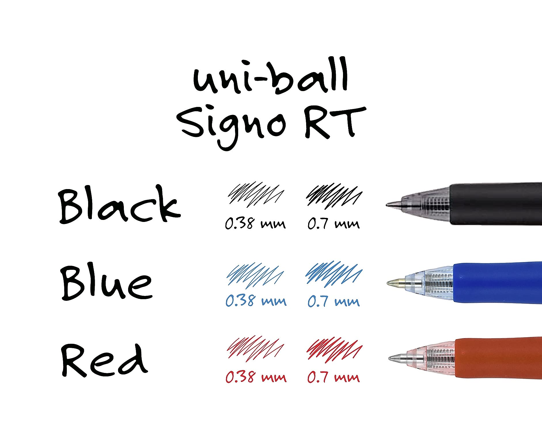 Uni-ball Signo Gel RT Retractable Roller Ball Pen - Medium Point, Black Ink (Pack of 12) - Perfect for Office, School & Note Taking