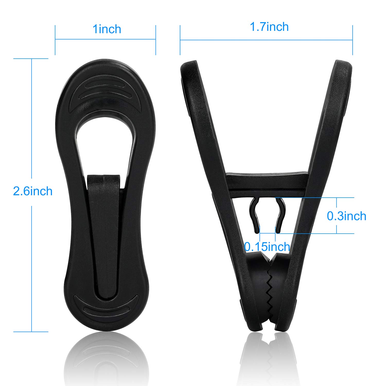 24-Piece Tinfol Plastic Hanger Clips - Heavy Duty Black Pinch Grip Clips for Clothes Hangers, Multi-Purpose Hanging Organizer (Perfect for Drying Laundry, Organizing Scarves & Ties)