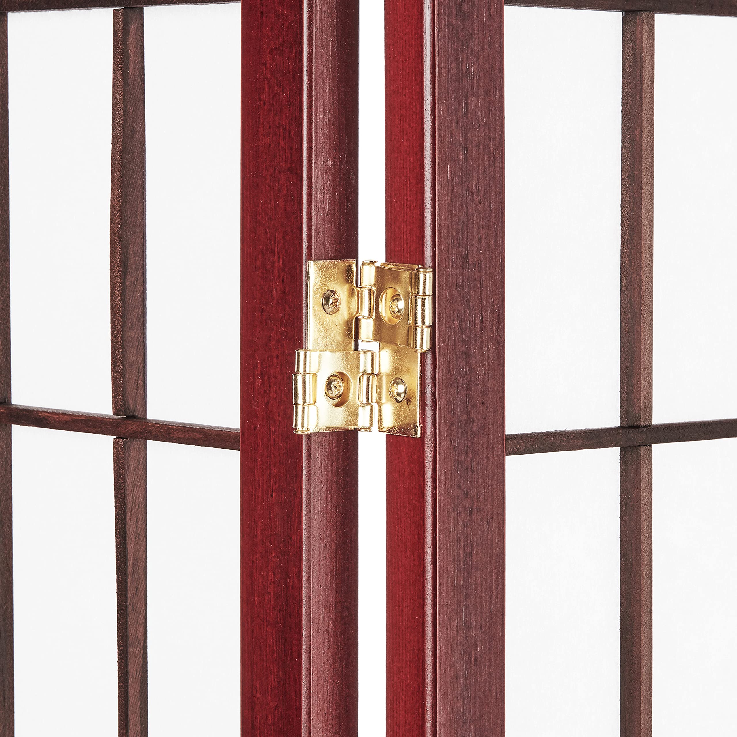 ORE International 3-Panel Wooden Room Divider Screen - Cherry Finish for Home, Office & Privacy - Folding Partition for Bedroom, Living Room & Studio Spaces