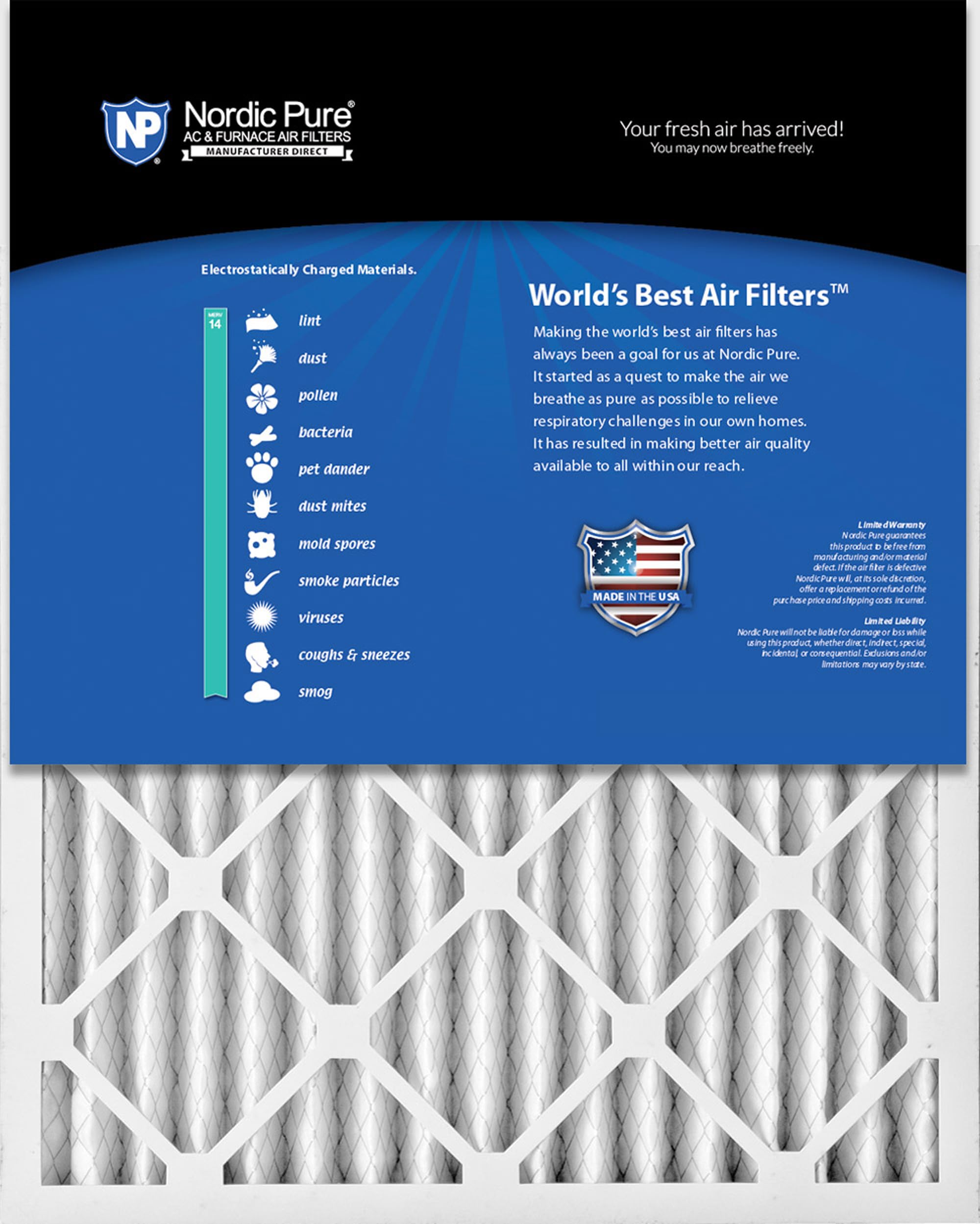 Nordic Pure 20x30x2 MERV 14 Pleated Air Filter 3-Pack - High Efficiency HVAC Furnace & AC Filters for Home, Office & Commercial Use - Traps Dust, Pollen & Allergens
