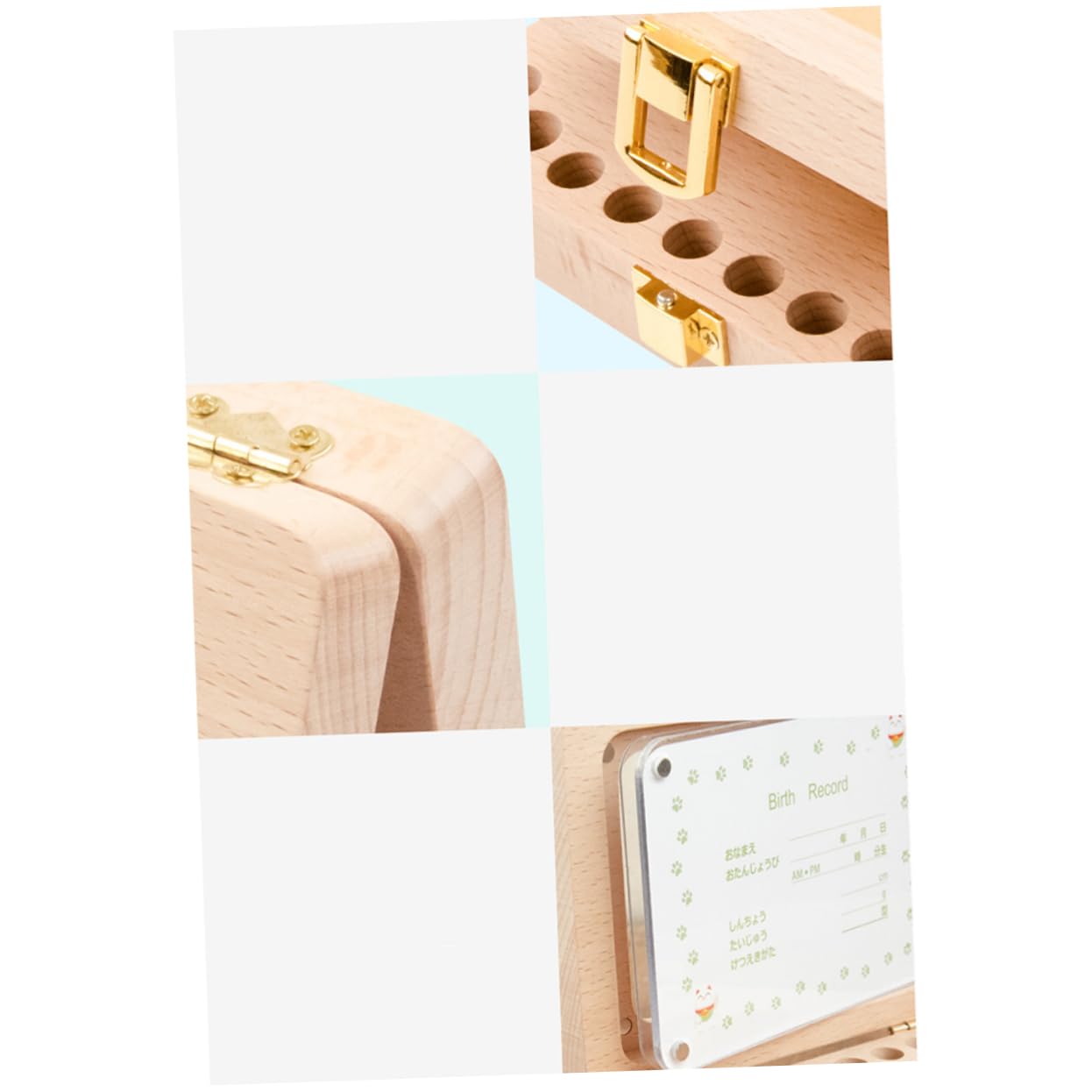 HEMOTON Baby Teeth Memory Box Set - 2 Pack Wooden Keepsake Box with Japanese Stickers & Tooth Chart for Kids - Perfect for First Tooth, Milestone Memories & Baby Shower Gifts